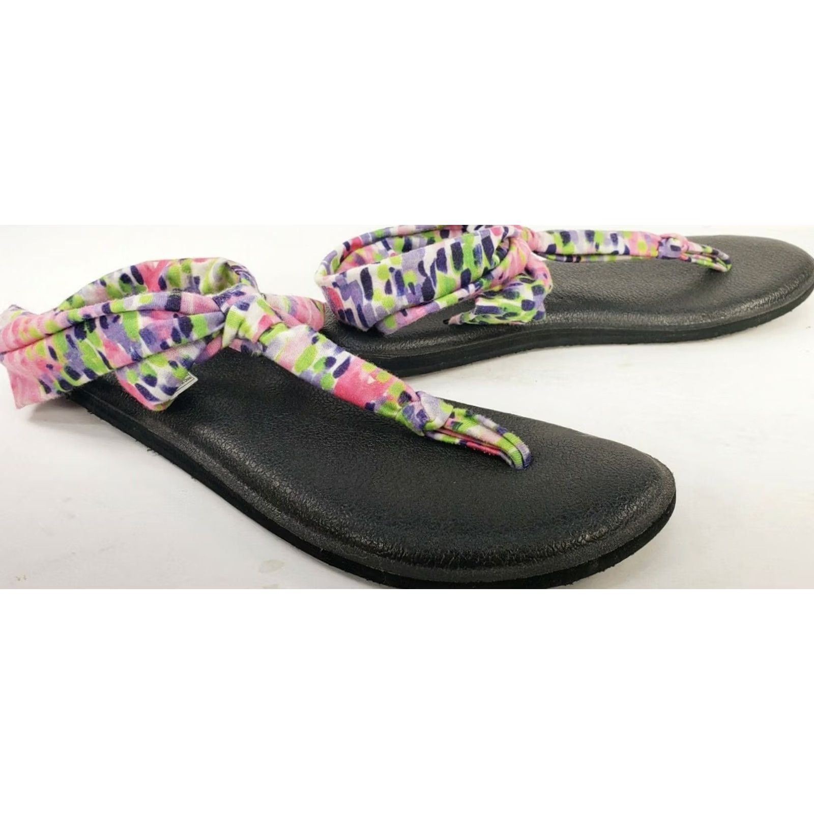 Sanuk Sanuk Yoga Sling Sandal Women Black Multicolored Cushy 8M Size US 8 / IT 38 - 5 Thumbnail