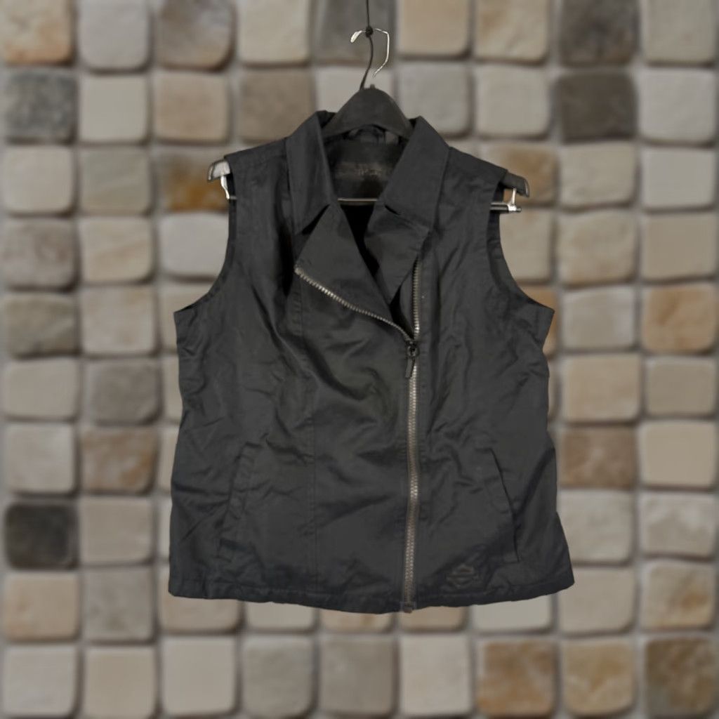 Harley Davidson Harley-Davidson Motorcycle Vest Womens L Black Side Full-Zip Lined American Size L / US 10 / IT 46 - 1 Thumbnail