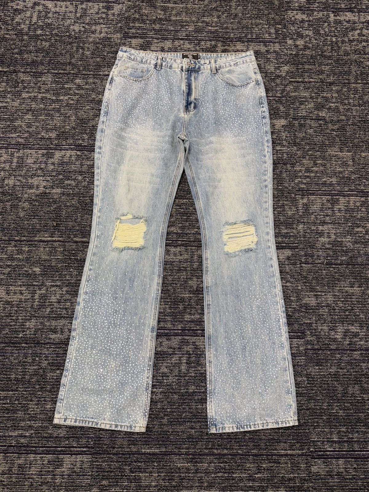 Mixed Emotion "ME" Rhinestone Light Blue Jeans