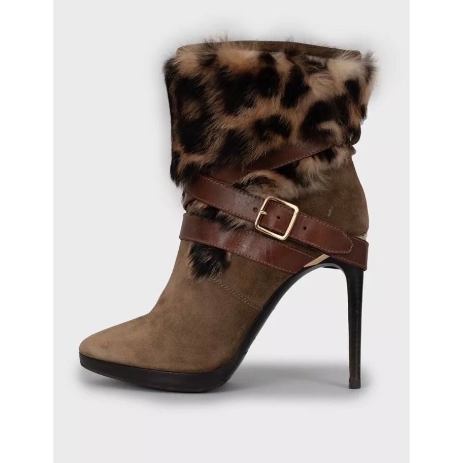 Burberry Burberry Suede Fur Trim Stiletto Heels Ankle Boots Sz.38.5 Size US 8.5 / IT 38.5 - 1 Thumbnail
