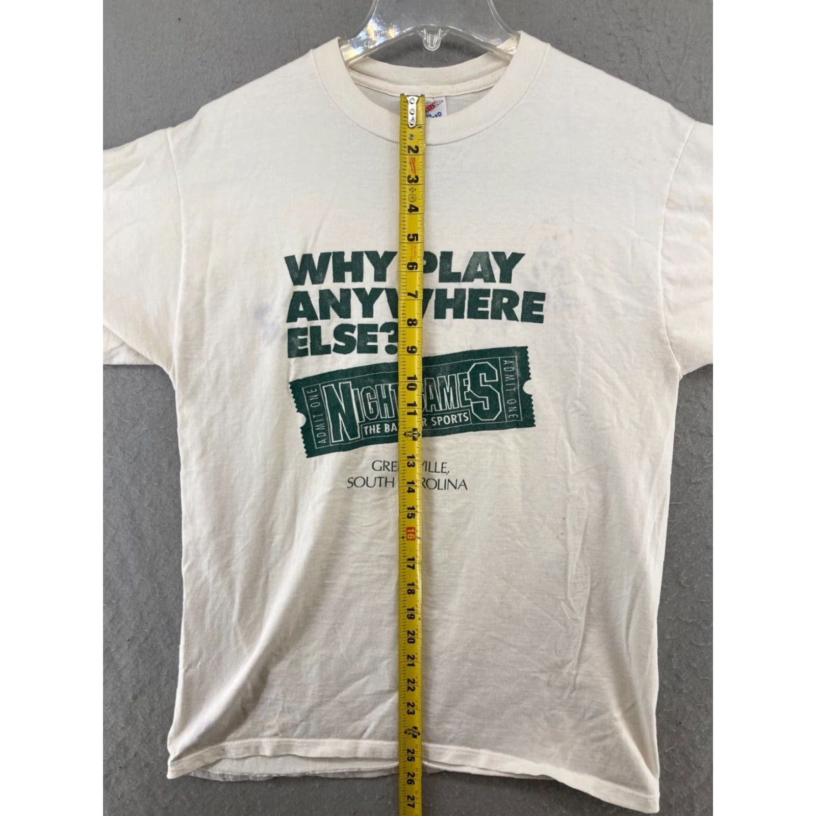 Jerzees VINTAGE JERZEES Night Games Sports Bar T-Shirt Large White Graphic Print Mens USA MADE Size US L / EU 52-54 / 3 - 3 Thumbnail