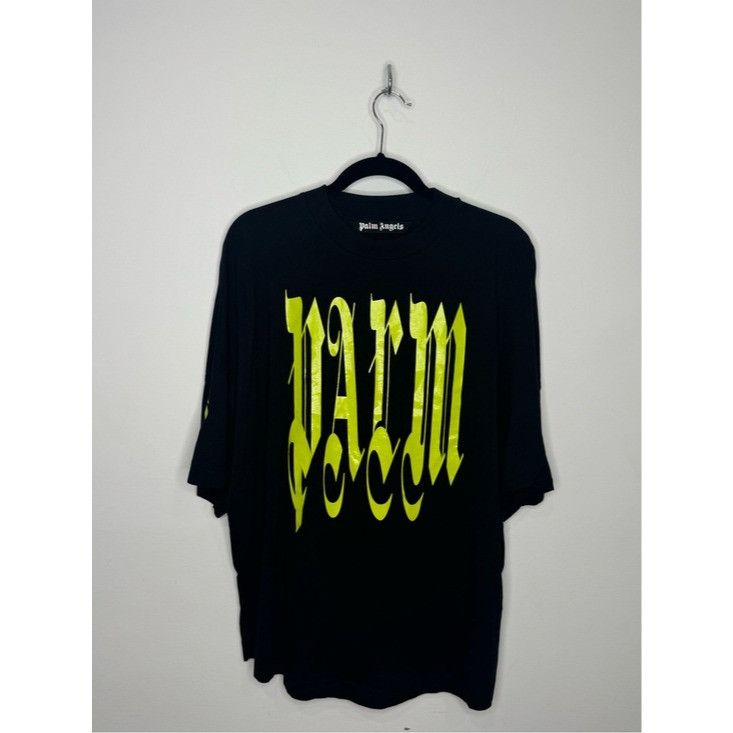 Palm Angels Palm Angels Gothic Logo T-Shirt Black Neon Green Men’s L Size US L / EU 52-54 / 3 - 2 Thumbnail