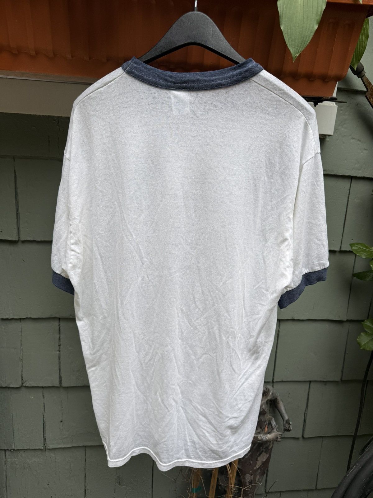 Vintage Vintage paper thin varsity 90s white blue shirt Size US XL / EU 56 / 4 - 6 Thumbnail