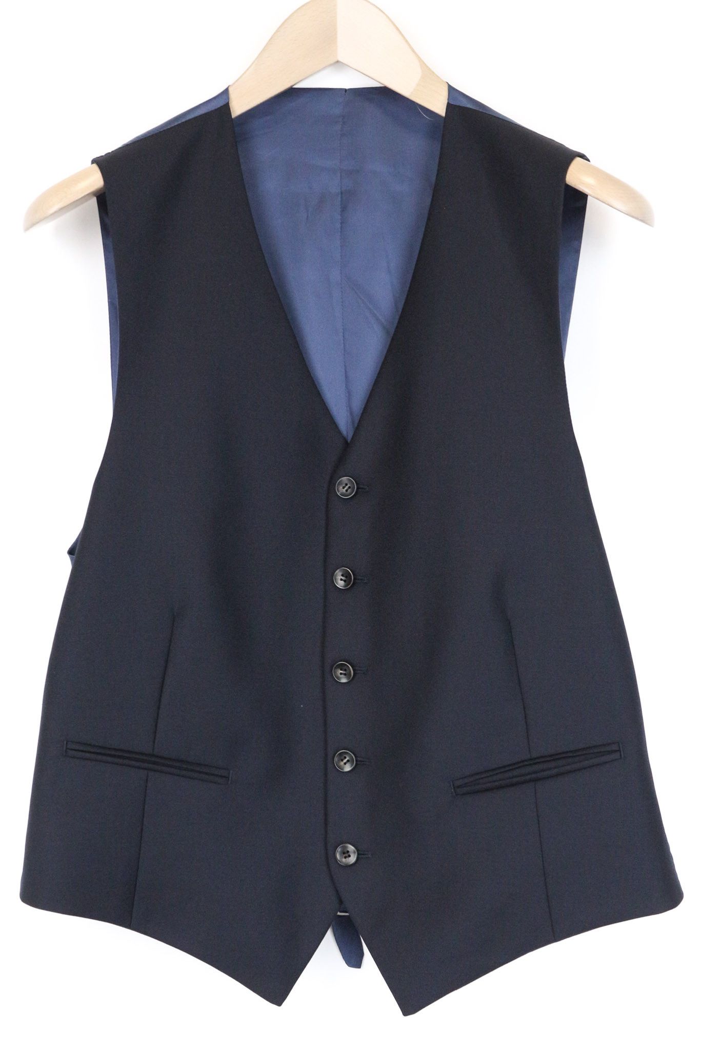 Suitsupply LA SPALLA UK40S Navy Blue Wool 3 Piece Suit 75515 Size 40S - 3 Thumbnail