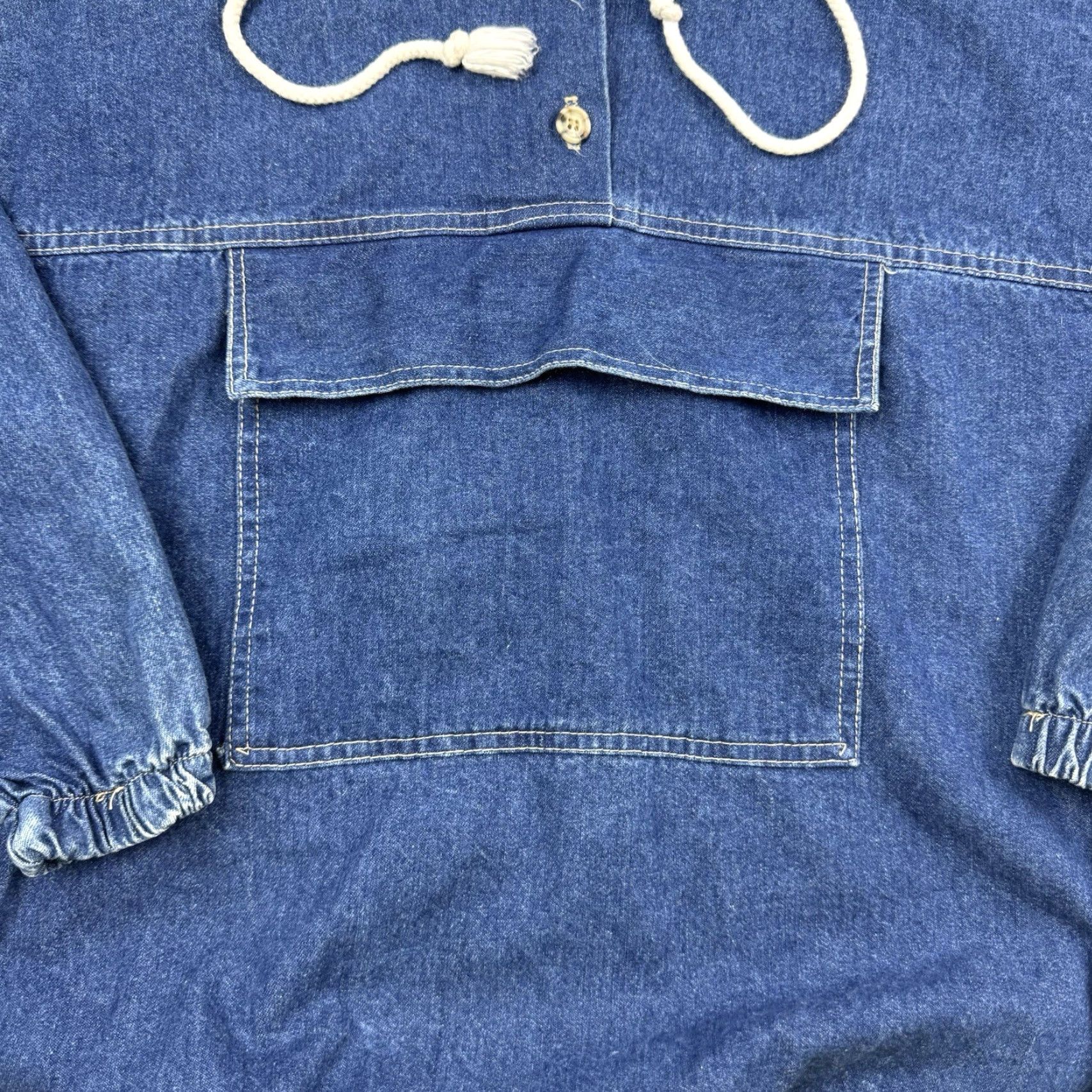 Denime VINTAGE Vivaldi Denim Anorak Jacket Unisex Adults Small Blue 1980s Casual Made in USA Size US 29 - 3 Thumbnail