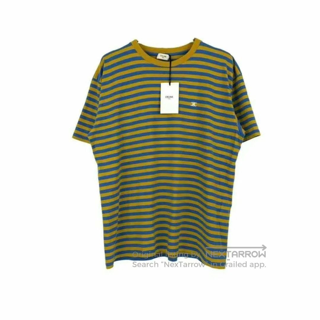 Celine celine yellow and blue striped logo t-shirt. Size US L / EU 52-54 / 3 - 1 Thumbnail