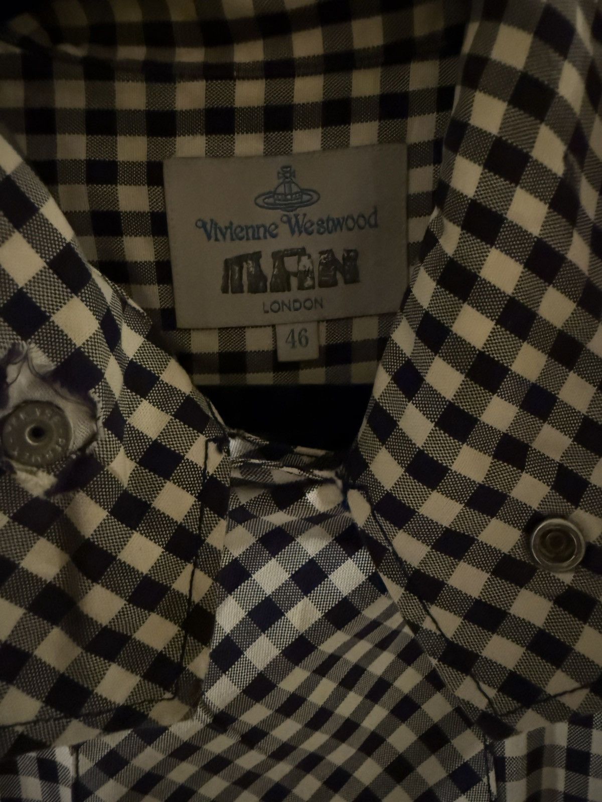 Vivienne Westwood Vivienne Westwood Men’s Navy & White Gingham Shirt Size US S / EU 44-46 / 1 - 3 Thumbnail