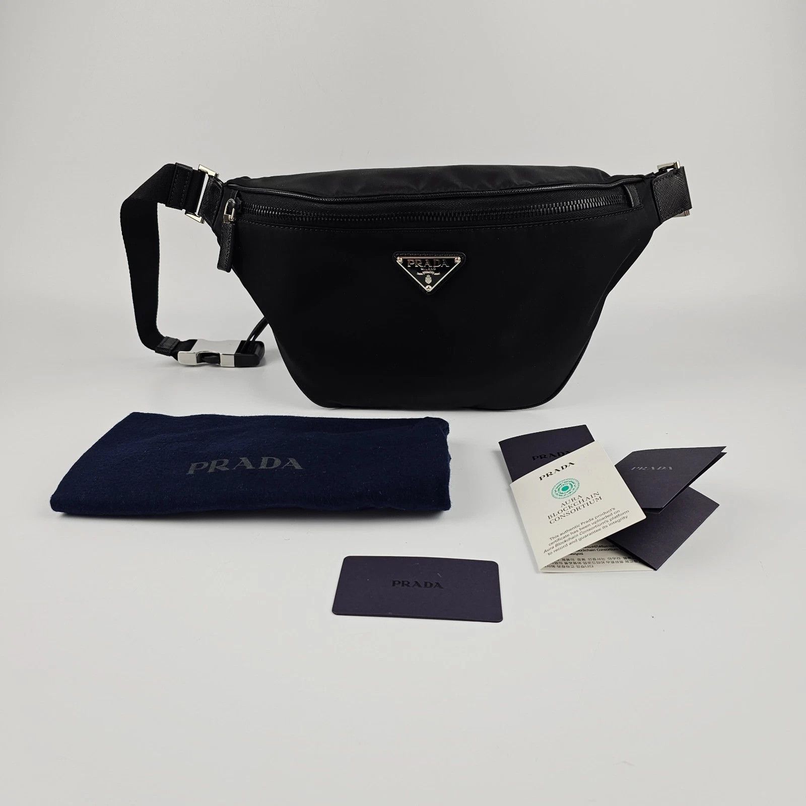 Prada PRADA Re-Nylon Saffiano Leather Black Belt Bag Size ONE SIZE - 1 Thumbnail