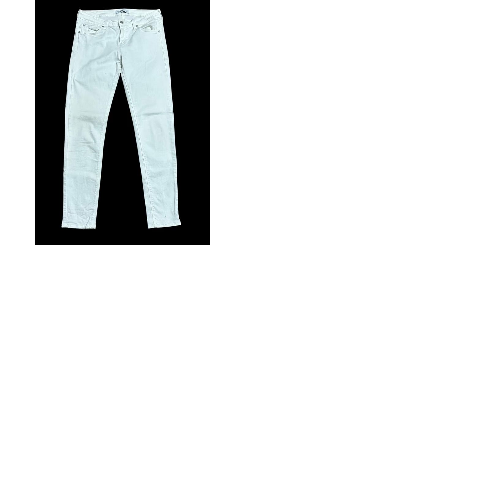 Vintage JUST BLACK Women's 30 Skinny Leg Solid White Denim Jean Pants Stretch 29" Inseam Size 30" / US 8 / IT 44 - 10 Thumbnail