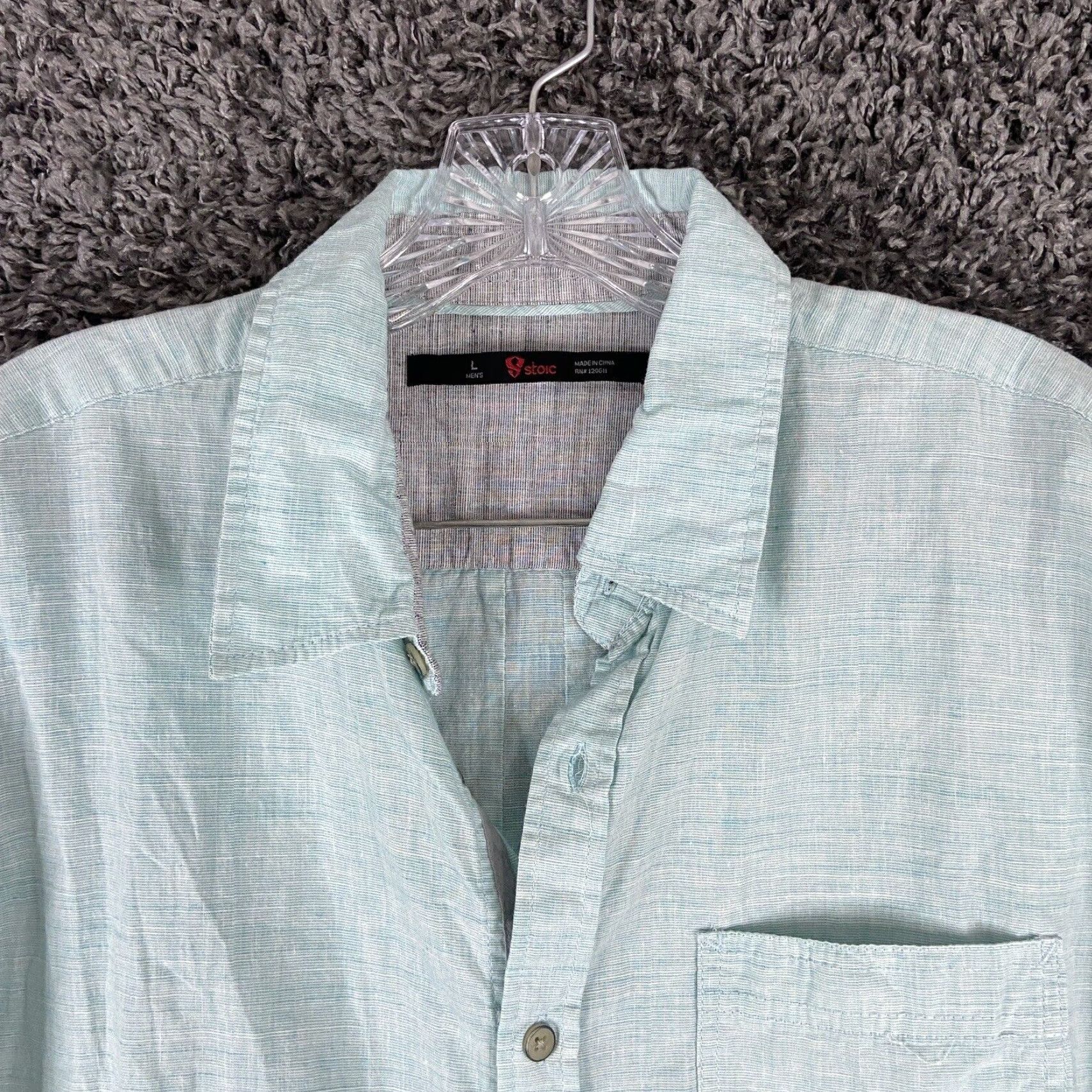 Stoic Stoic Shirt Men’s L Blue Button-Up Short Sleeve Pockets Mens Size US 33 - 5 Thumbnail