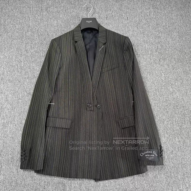 Dior Dior Silver Thread Crossed Sleeve Label Suit Jacket Size US L / EU 52-54 / 3 - 1 Thumbnail
