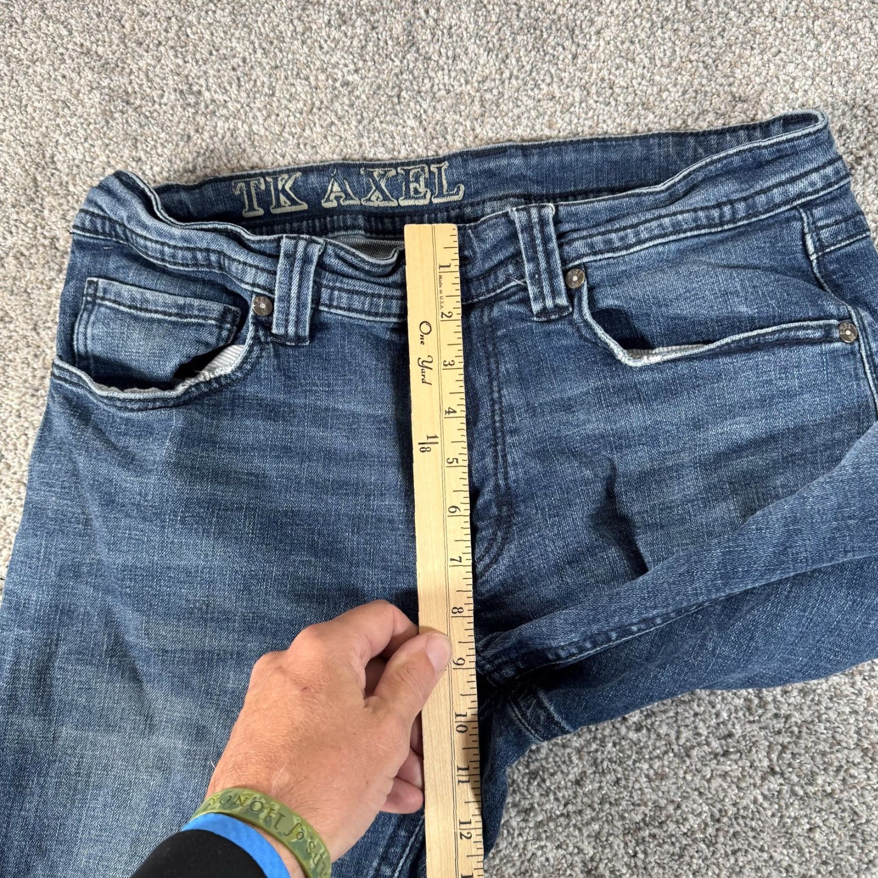 Vintage TK Axel Jeans Mens 32x27.5 Blue Wash Straight Leg Mid Rise X Stitch Pockets Denim Zip Five-Pocket Mens Regular Fit Clothes Size US 32 / EU 48 - 6 Thumbnail