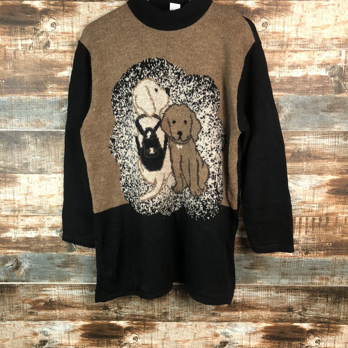 Homespun Knitwear × Japanese Brand Hamon Brown dog cartoon Knitwear #A2015 Size M / US 6-8 / IT 42-44 - 3 Thumbnail