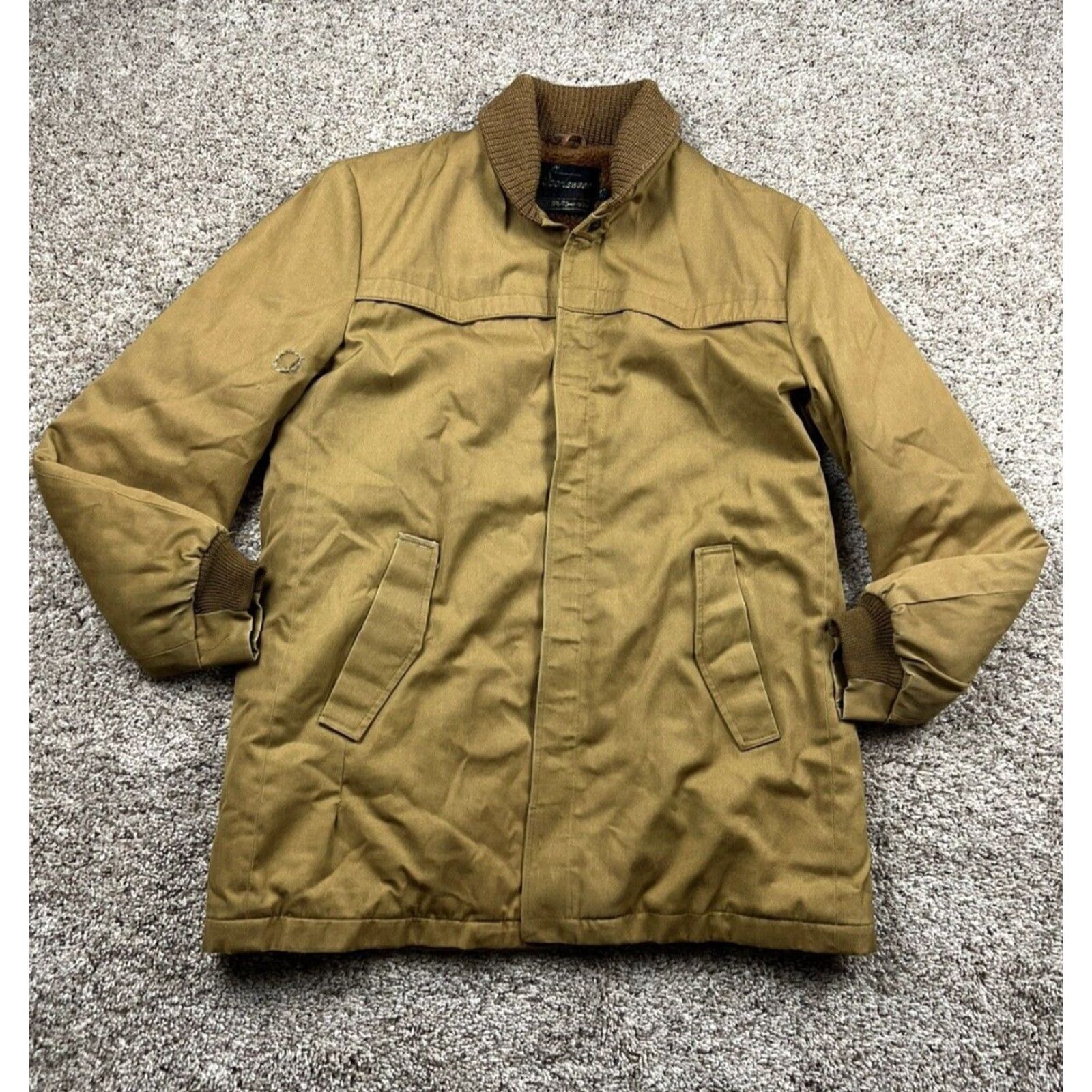 Sears VINTAGE Sears Jacket 40R Mens Brown Sherpa Lined Pockets Full Zip Front Snap 1970s Size US XXS / EU 40 - 2 Thumbnail