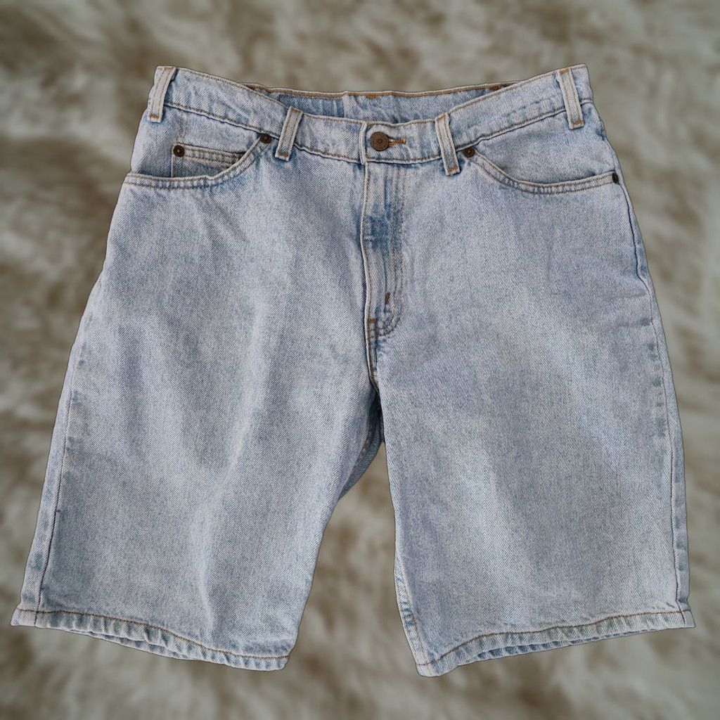 Levi's VINTAGE Levis 550 Relaxed Fit Orange Tab Shorts 34 Men Light Blue Bermuda 90s Jorts Mens Size US 34 / EU 50 - 1 Thumbnail