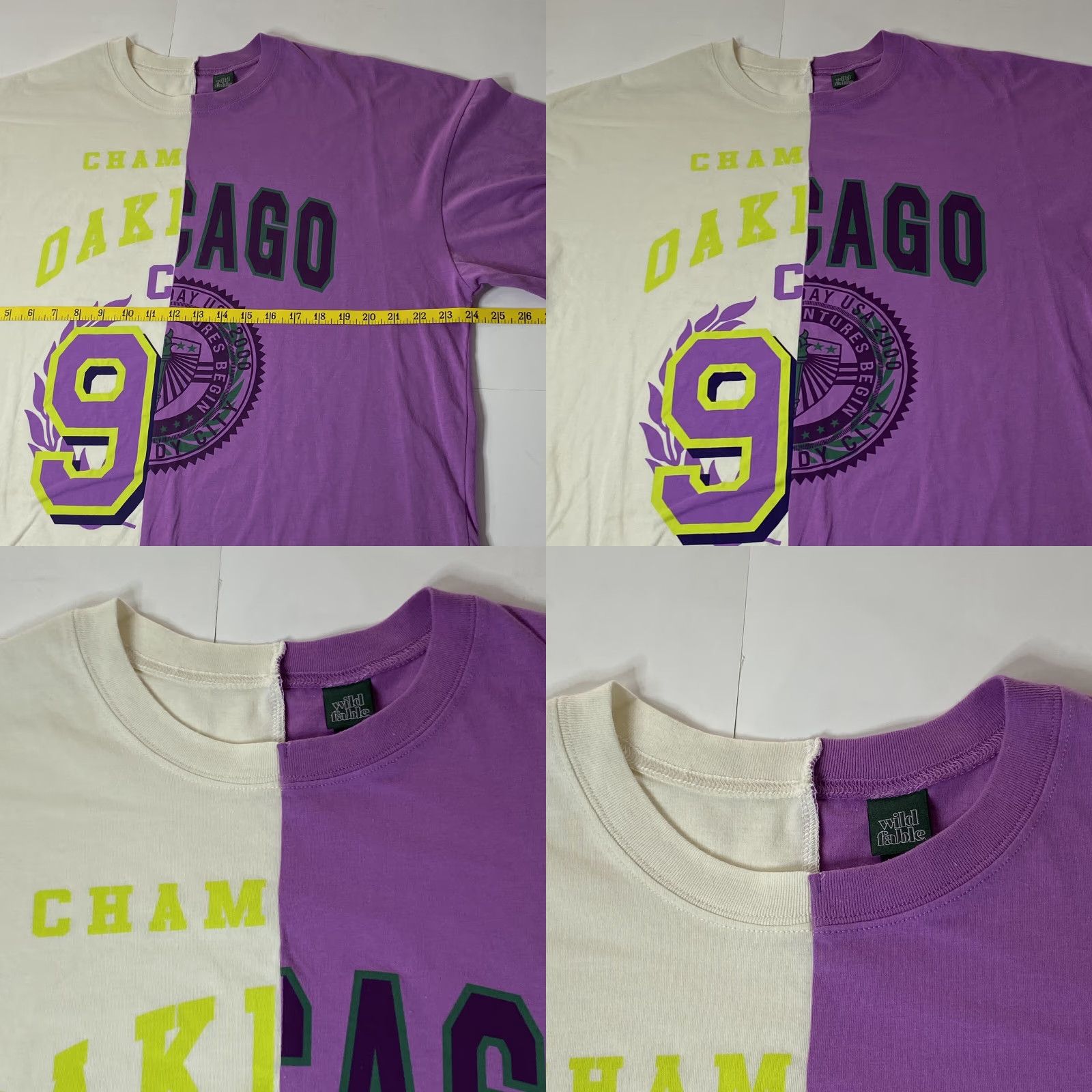 Vintage VINTAGE NBA T Shirt LA Lakers / Chicago Bulls Mixed Split Tee RARE Size XS / US 0-2 / IT 36-38 - 8 Thumbnail