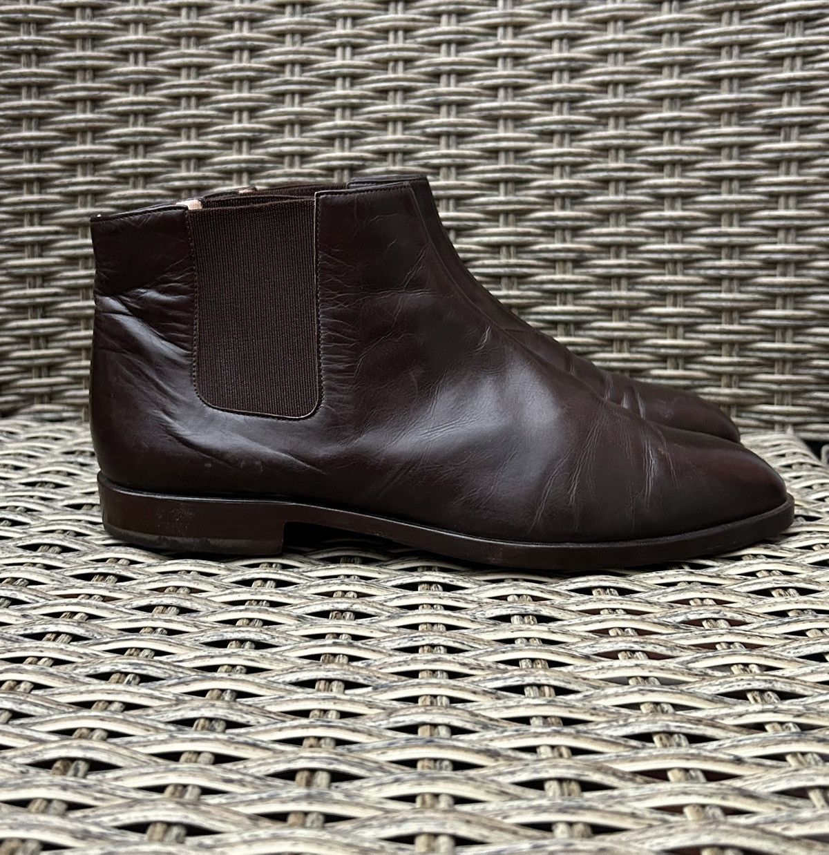 Jil Sander × Vintage Vintage Jil Sander + Leather Brown Ankle Chelsea Boots Size US 5.5 / IT 35.5 - 2 Thumbnail