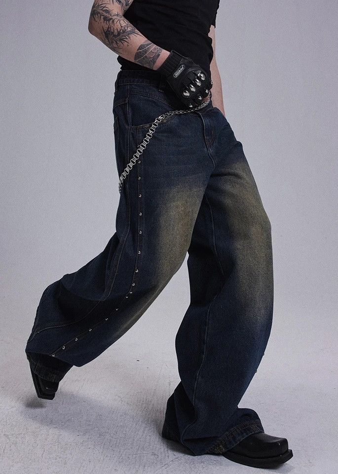 Japanese Brand × Jean × Vintage Vintage Rivet Patchwork Jeans Size US 33 - 2 Thumbnail