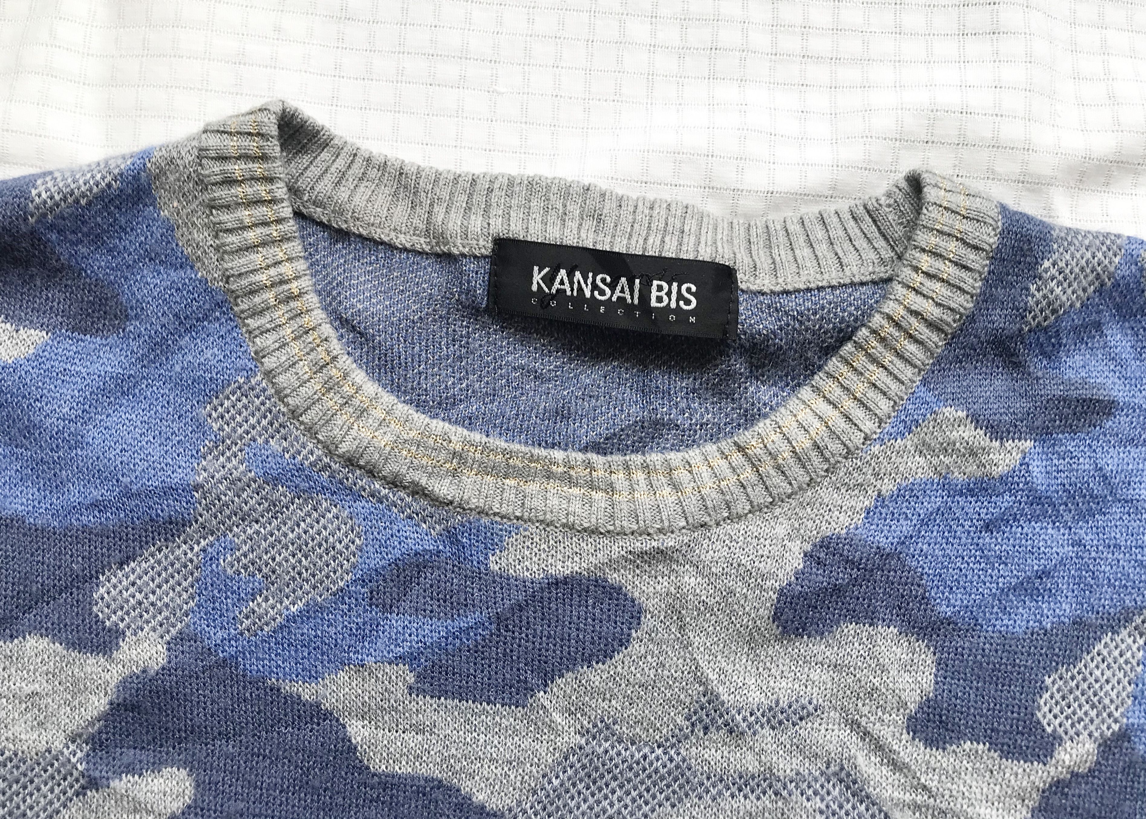 Kansai Yamamoto (J176) Kansai Bis Blue Gray Camouflage Sweater Blouse 11 Size S / US 4 / IT 40 - 2 Thumbnail