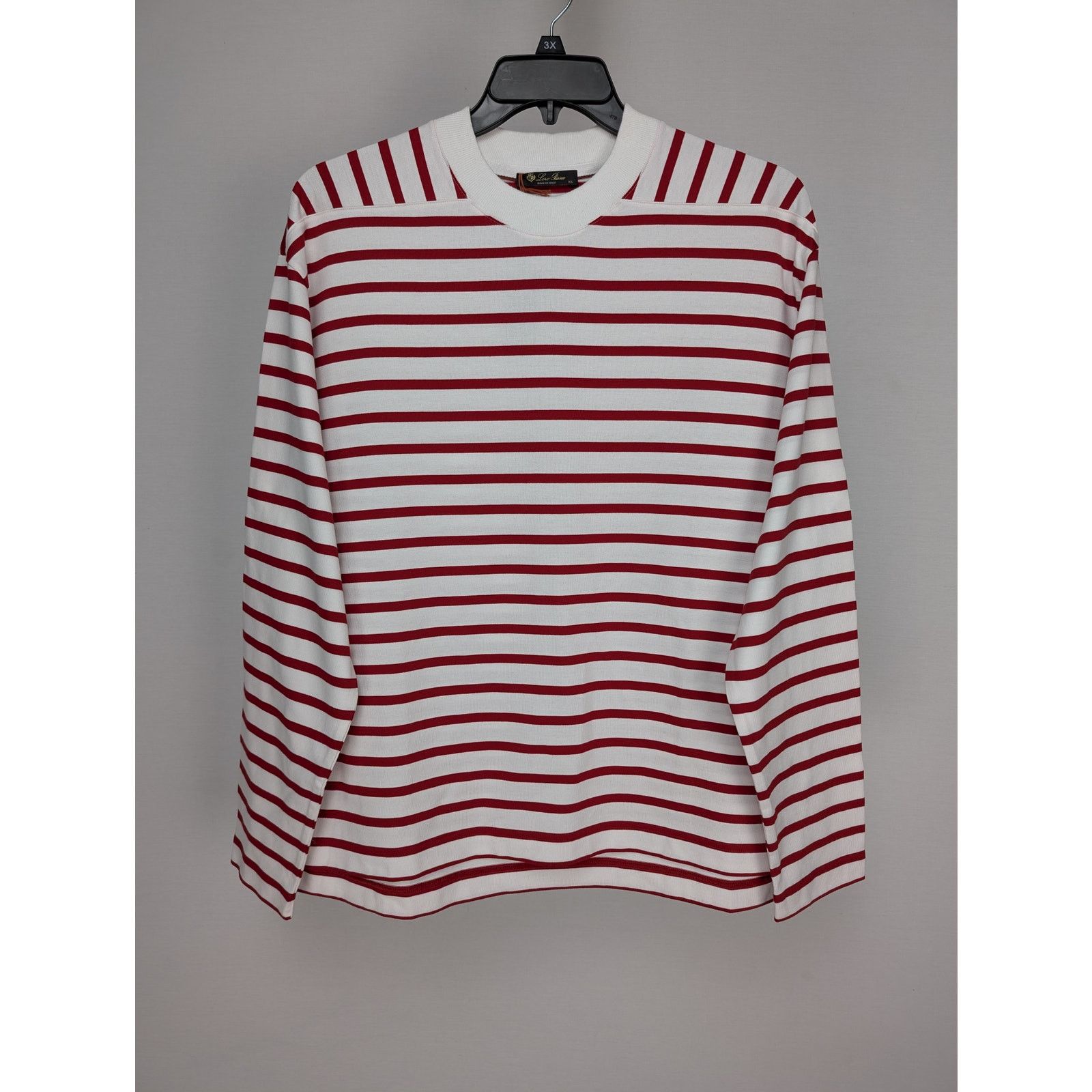 Loro Piana o1rshd1 Men's T-Shirt ML Riomaggiore in White/Red Size US XL / EU 56 / 4 - 1 Thumbnail