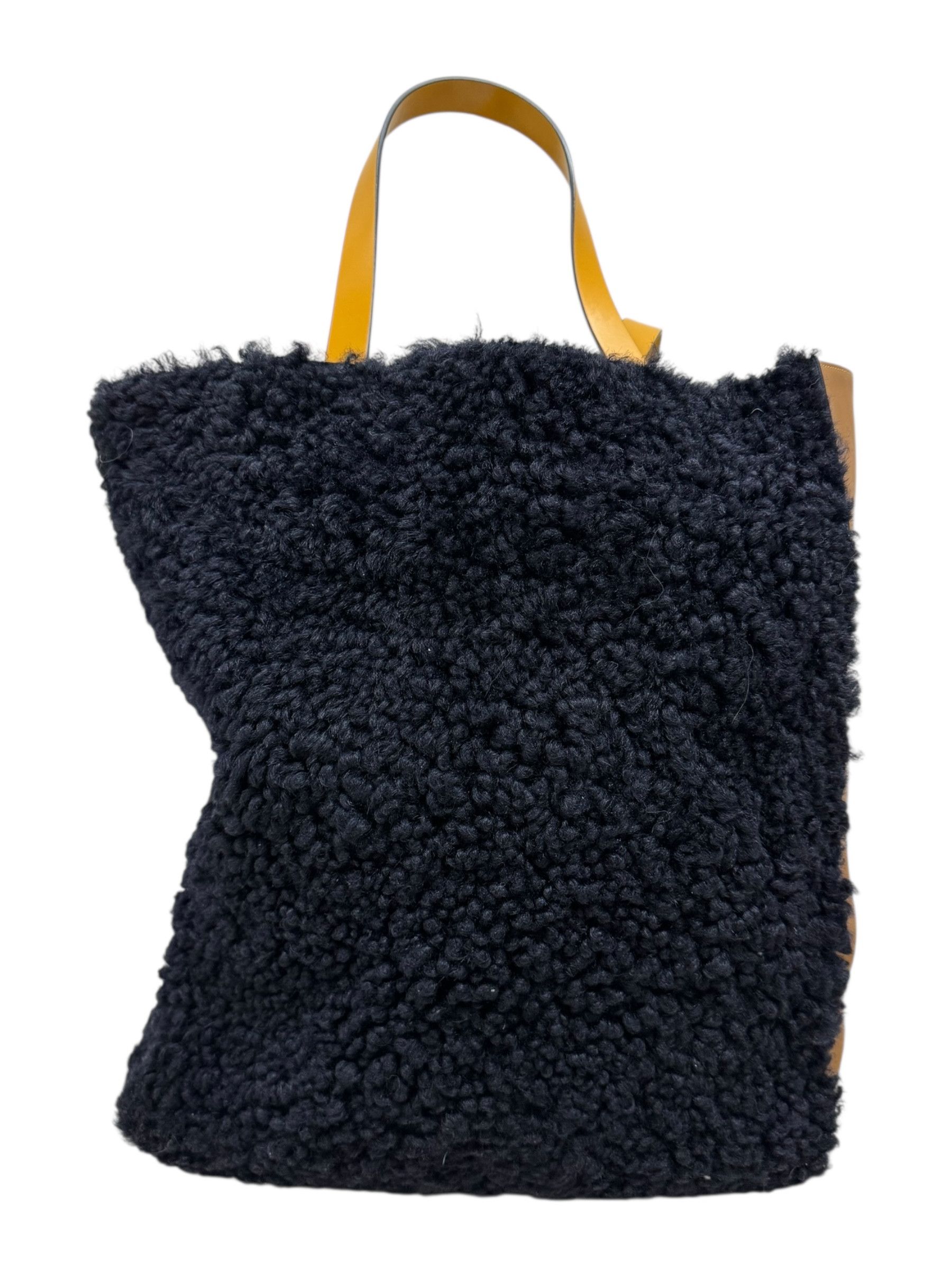 Marni Marni Brown Leather & Black Shearling Tote Bag Size ONE SIZE - 4 Thumbnail