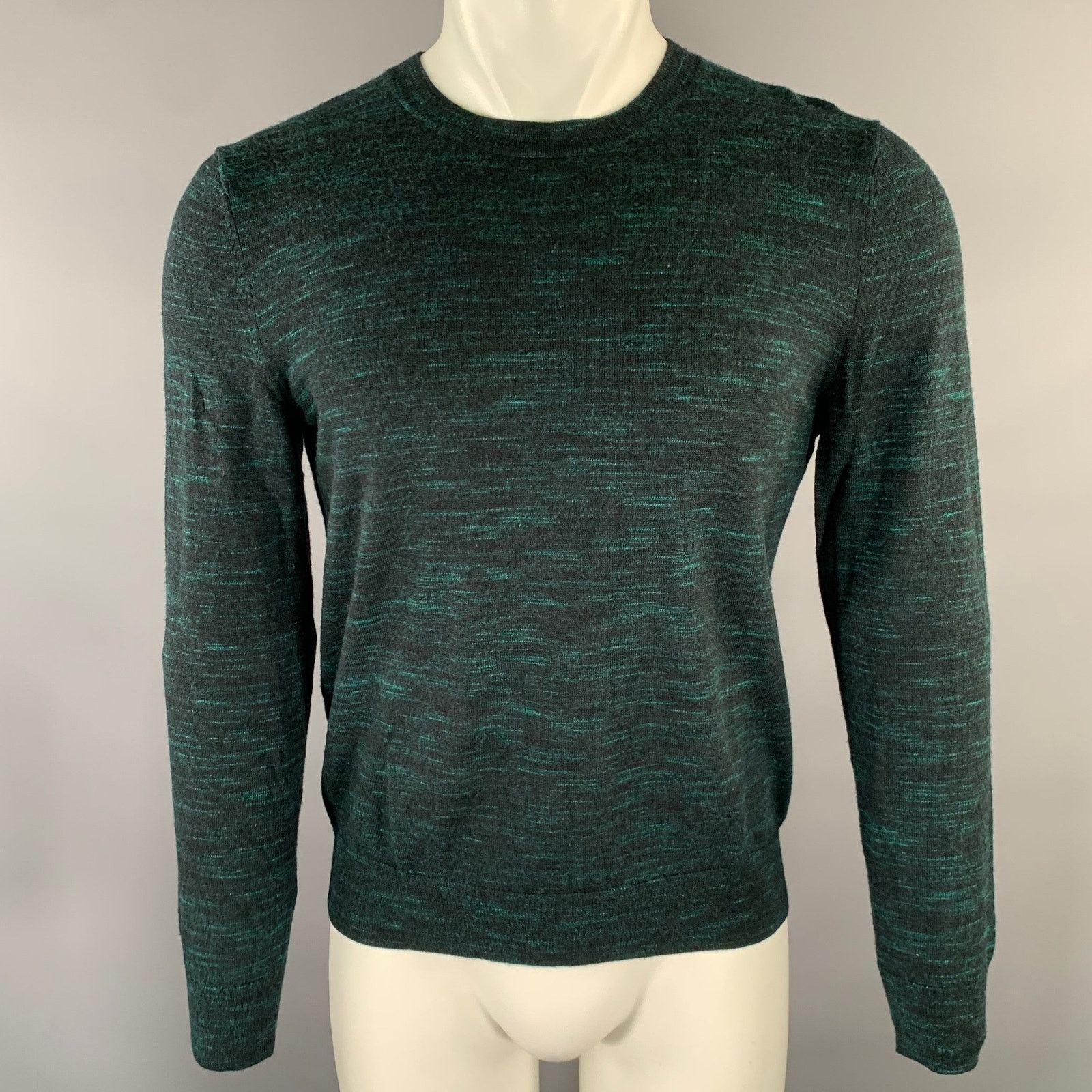 A.P.C. A.P.C. Size M Green Black Melange Wool Ribbed Pullover Size US M / EU 48-50 / 2 - 1 Thumbnail