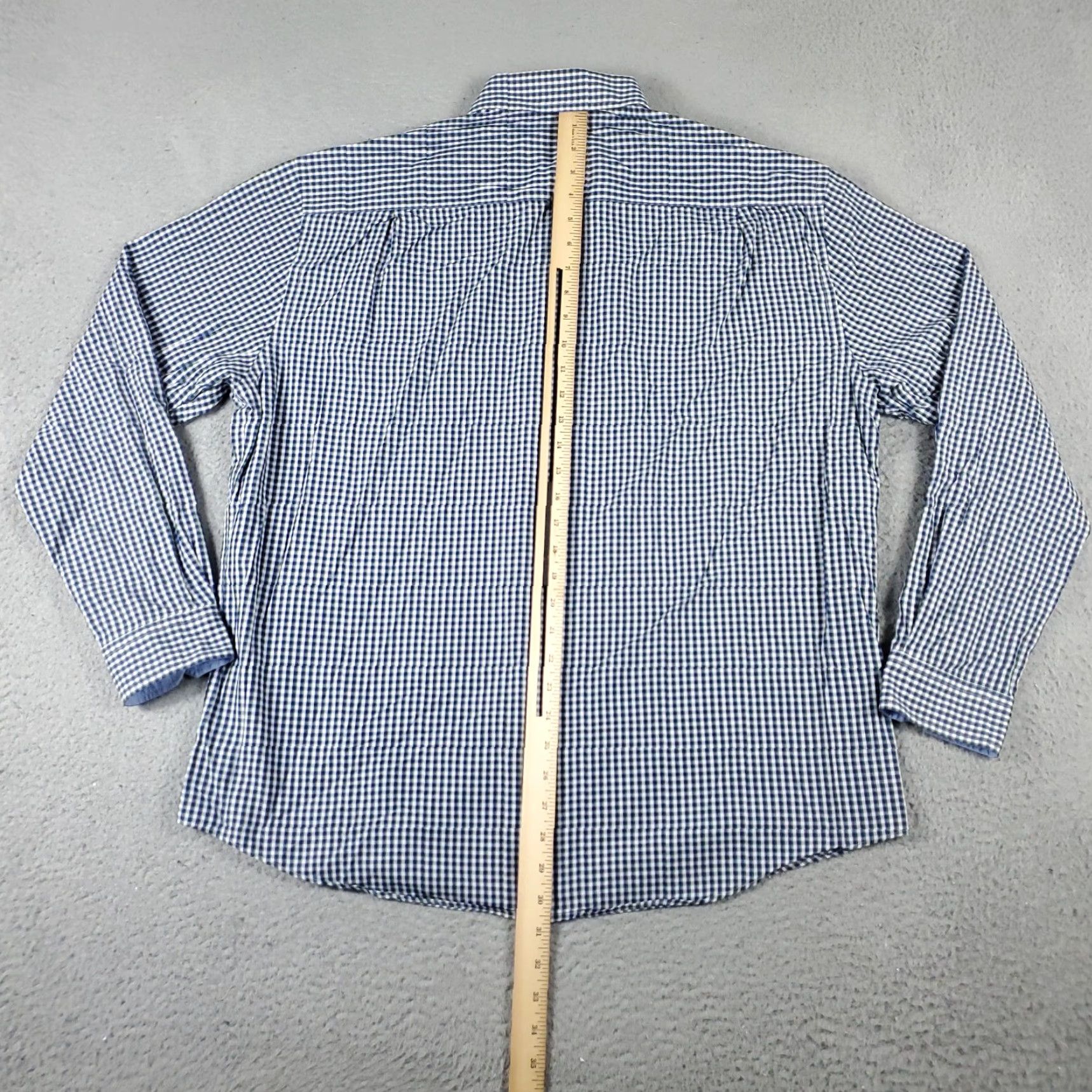 Nautica Nautica Dress Shirt Men Size 16.5 Blue Check Long Sleeve Button Up Collared 100% Cotton Regular Mens Size 42R - 3 Thumbnail