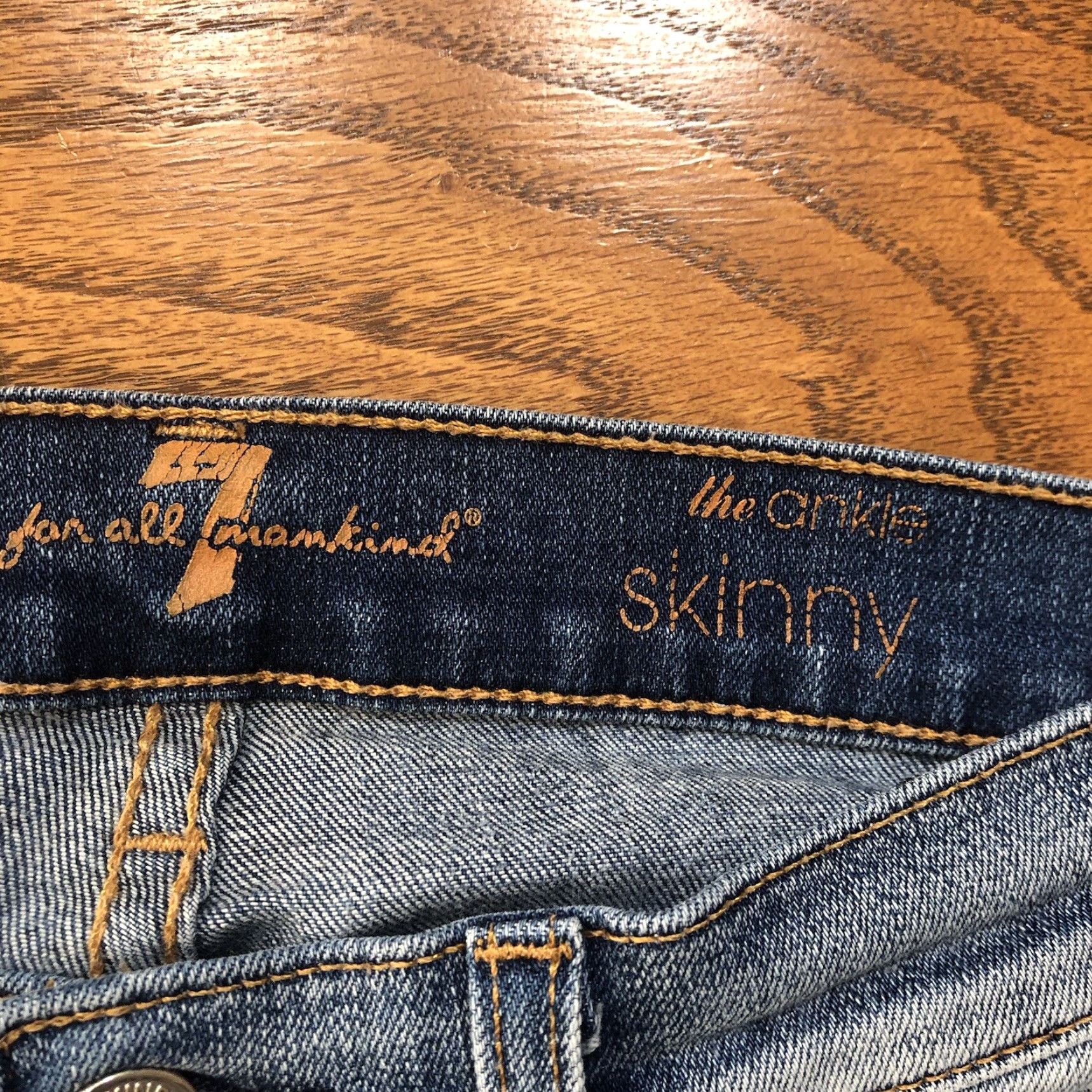 7 For All Mankind 7 for All Mankind Skinny Jeans Womens 24 X 27 Denim Blue Distressed Frayed Hem Super Slim 5-Pocket Button Logo Zip 27 Inseam Size ONE SIZE - 5 Thumbnail