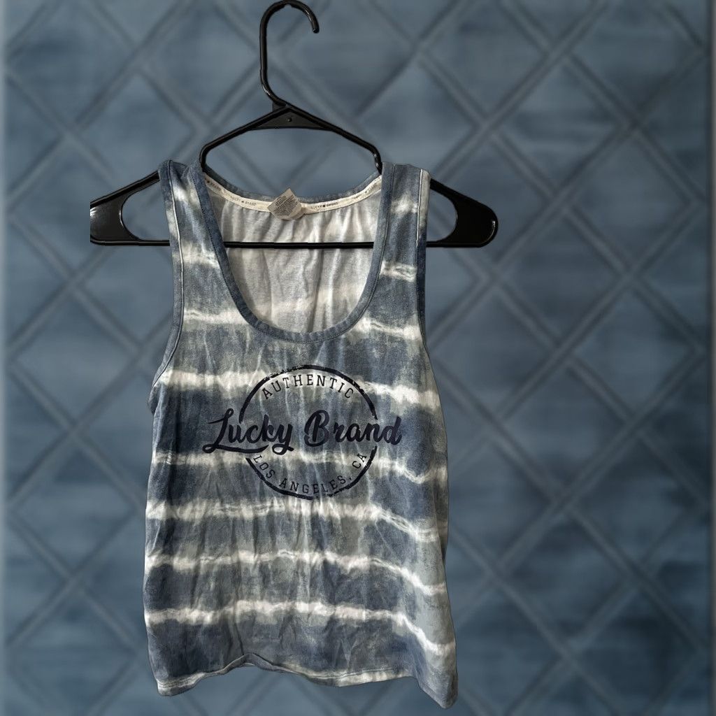 Lucky Brand Lucky Brand Sleep Shirt Sleeveless Adult Small Blue Tie Dye Lounge Womens S/S Stars Cotton Modal Tie-Dye Tank Tee Nightgown Size S / US 4 / IT 40 - 1 Thumbnail