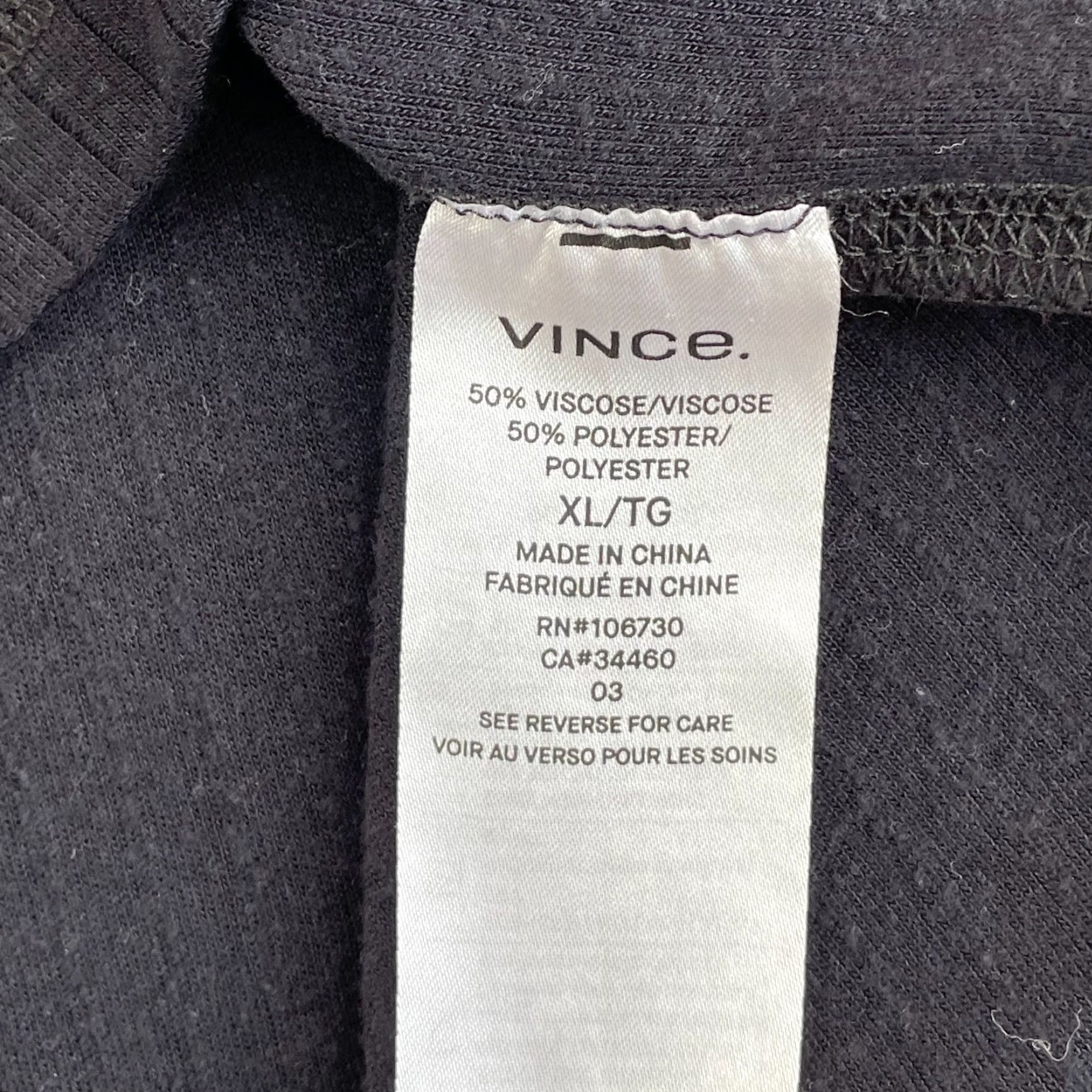 Vince Vince Henley T Shirt Men XL Black Textured Ribbed Long Sleeve Designer Size US XL / EU 56 / 4 - 7 Thumbnail