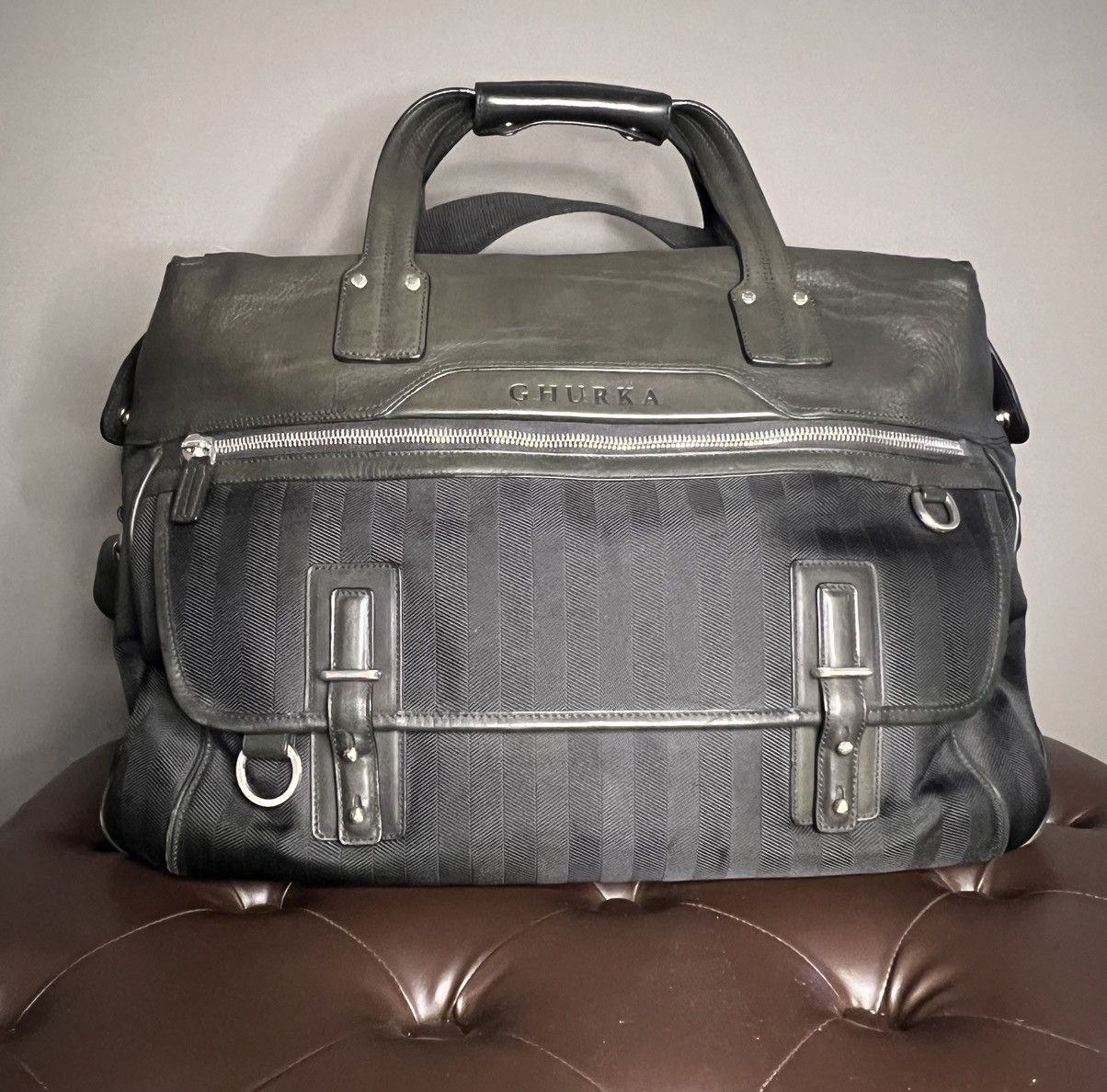 Ghurka Ghurka black leather carry on travel duffle bag Size ONE SIZE - 1 Thumbnail