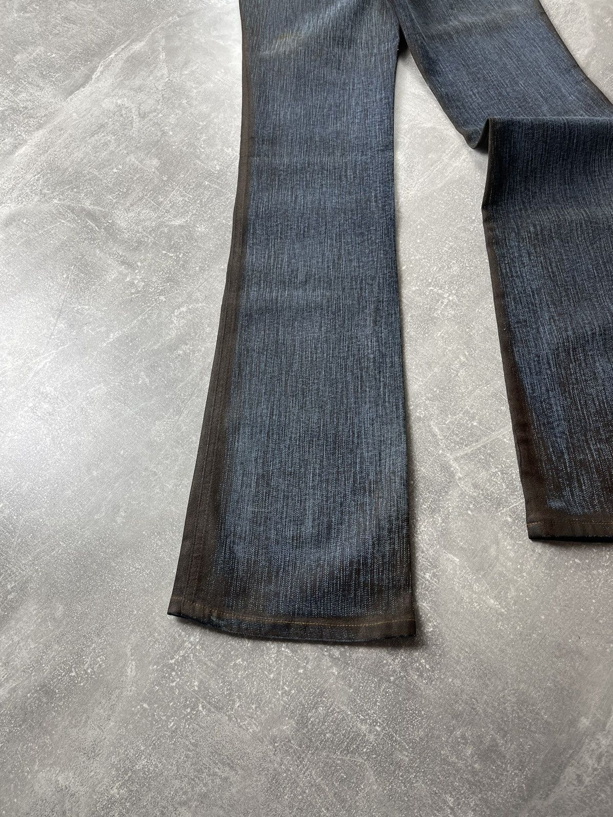 Other Vintage Roccobarocco Metallic-Coated Blue/Brown Flared Jeans Size 28" / US 6 / IT 42 - 4 Thumbnail