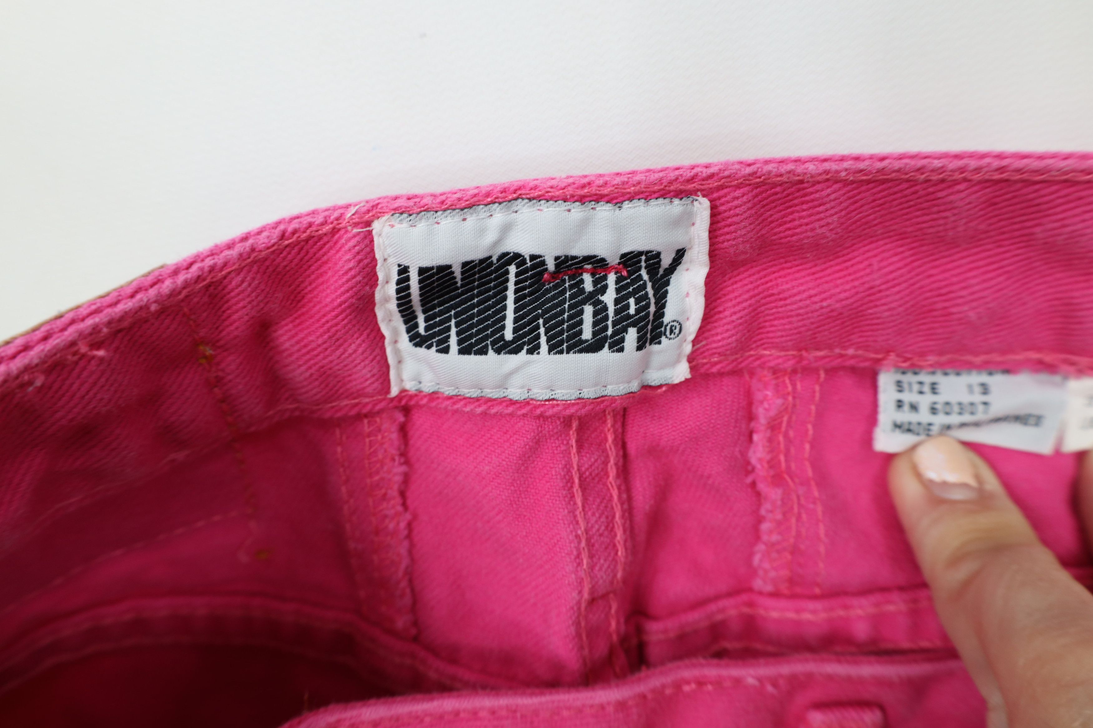 Vintage Vintage 90s Unionbay Surfing Fit Denim Jean Shorts Pink Size 34" / US 12 / IT 48 - 9 Thumbnail