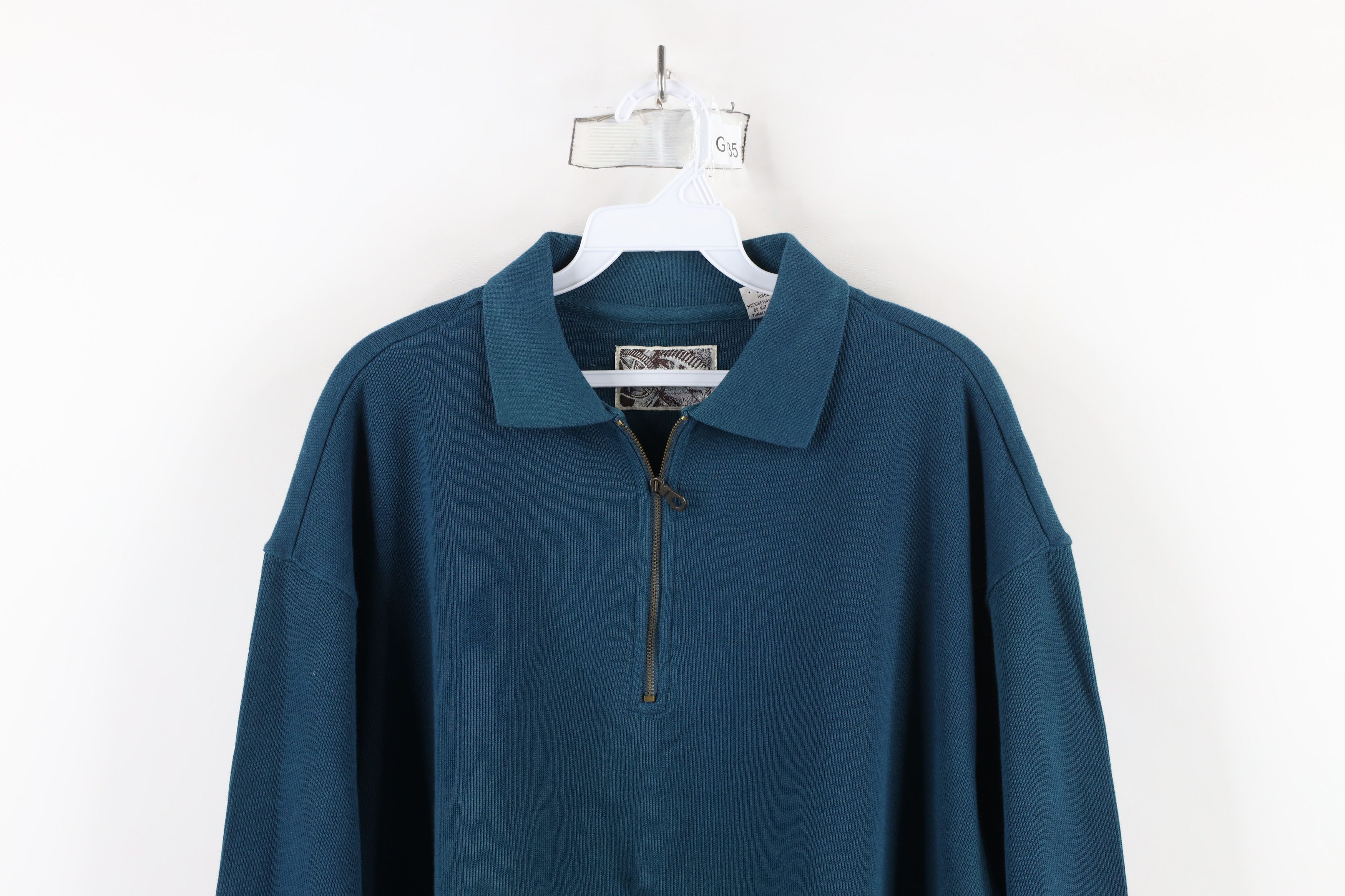 Vintage Vintage 90s Streetwear Ribbed Knit Half Zip Long Sleeve Polo Size US M / EU 48-50 / 2 - 2 Thumbnail