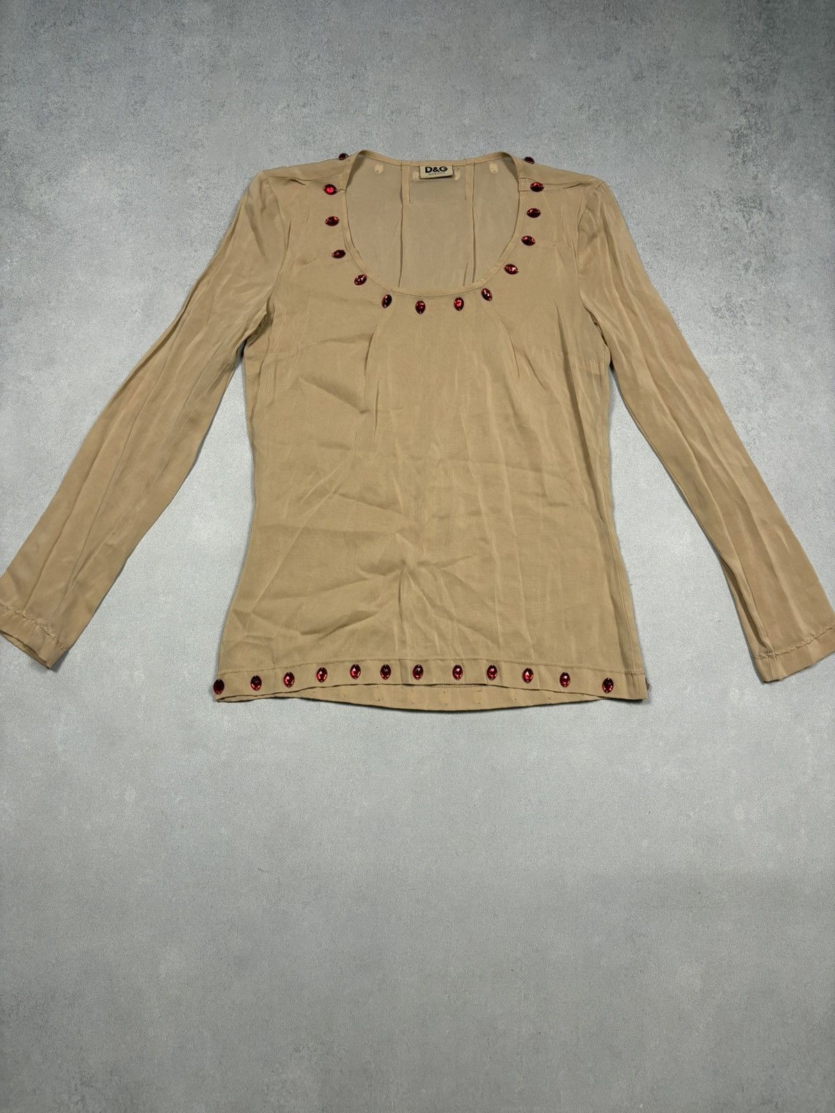 Dolce & Gabbana Dolce & Gabbana D&G 2000s Crystal Stud Y2K Long Sleeve Top Size S / US 4 / IT 40 - 1 Thumbnail