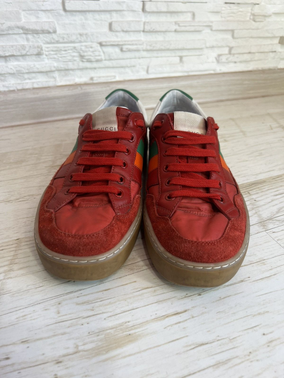 Gucci Gucci Red Suede Nylon Sneakers 494761 Size 38.5 / US 8.5 Size US 8.5 / IT 38.5 - 3 Thumbnail