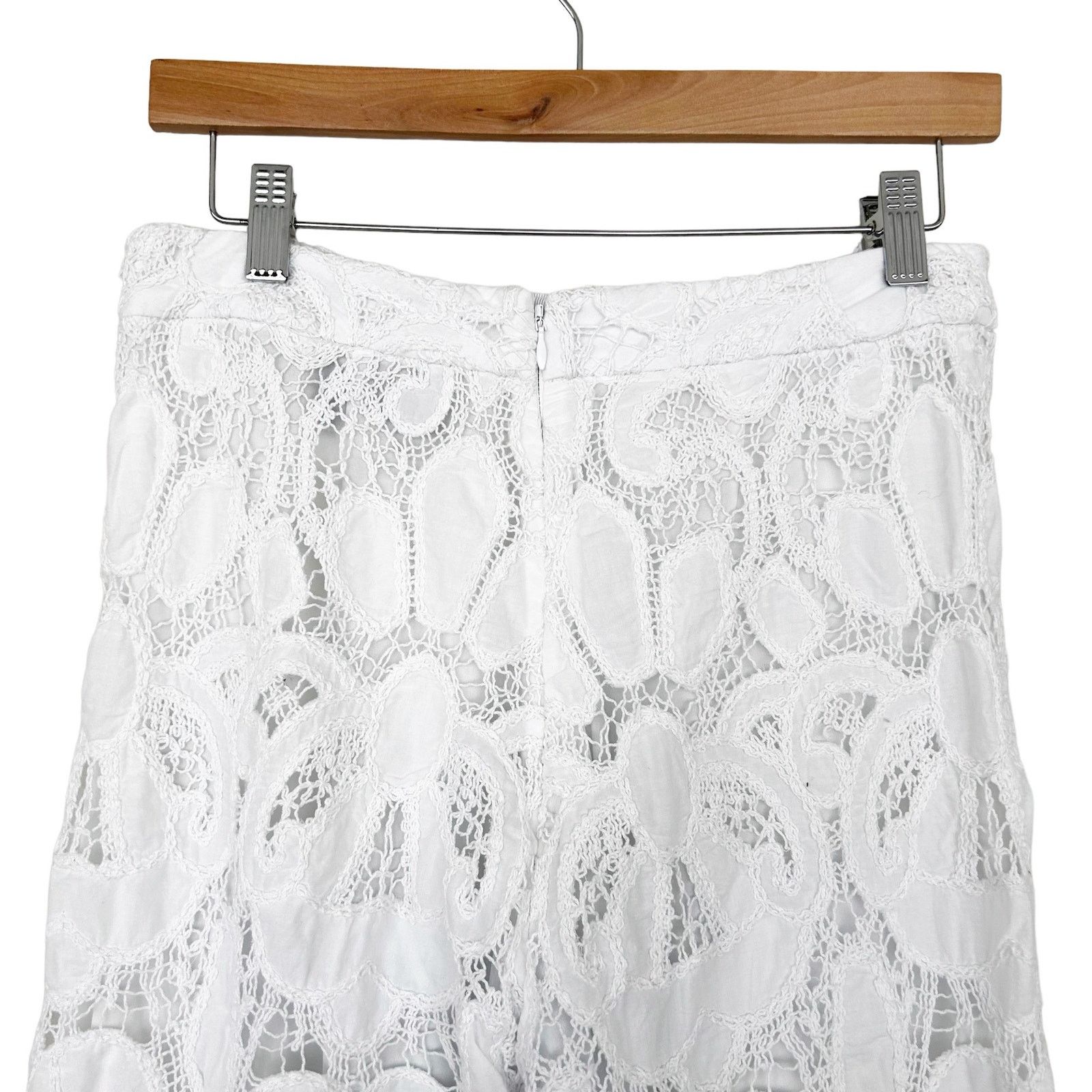 ALEXIS Alexis White Lace Wide Leg Pants Sz M Size 30" / US 8 / IT 44 - 2 Thumbnail