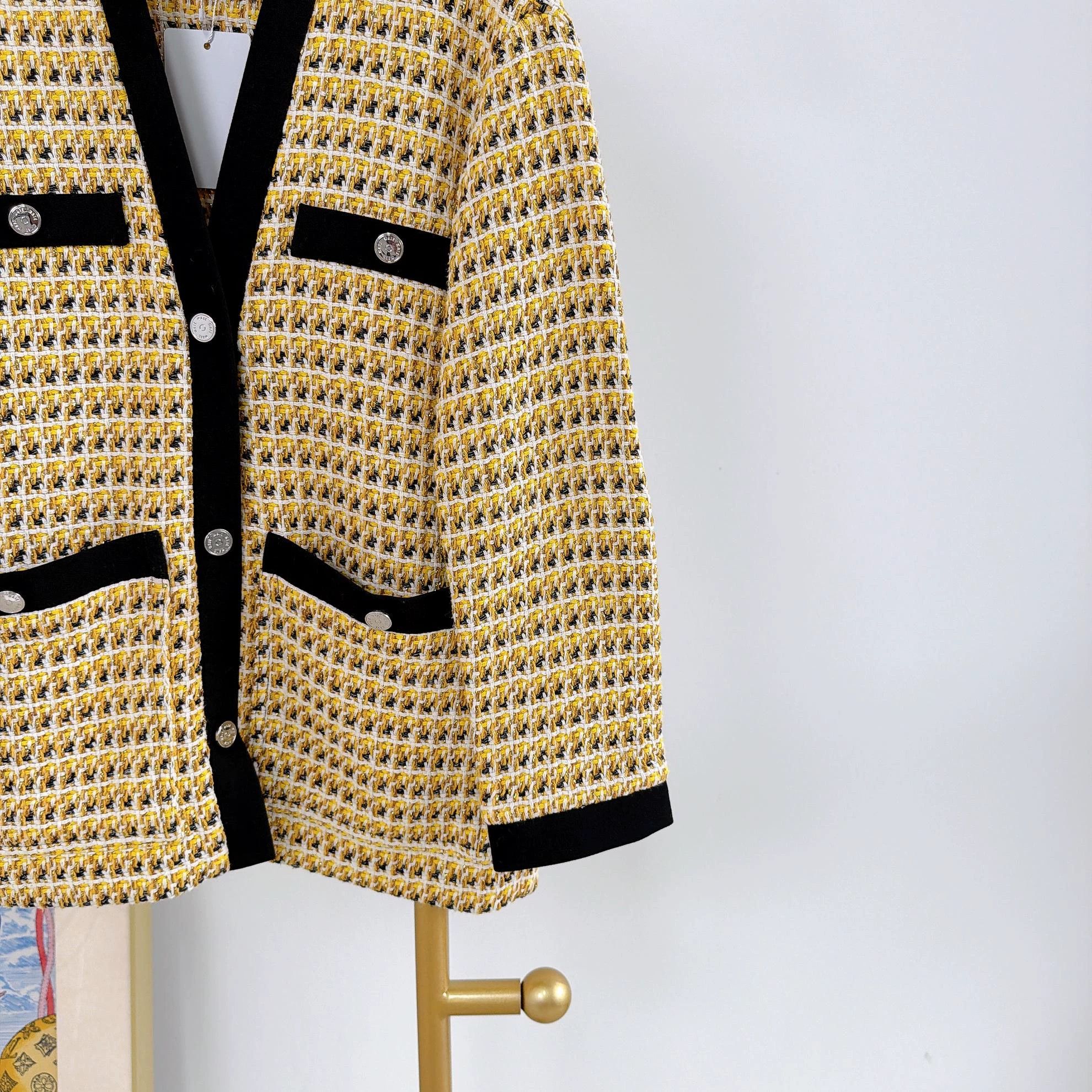 Maje Maje Yellow Tweed Jacket 36 Size XS / US 0-2 / IT 36-38 - 4 Thumbnail