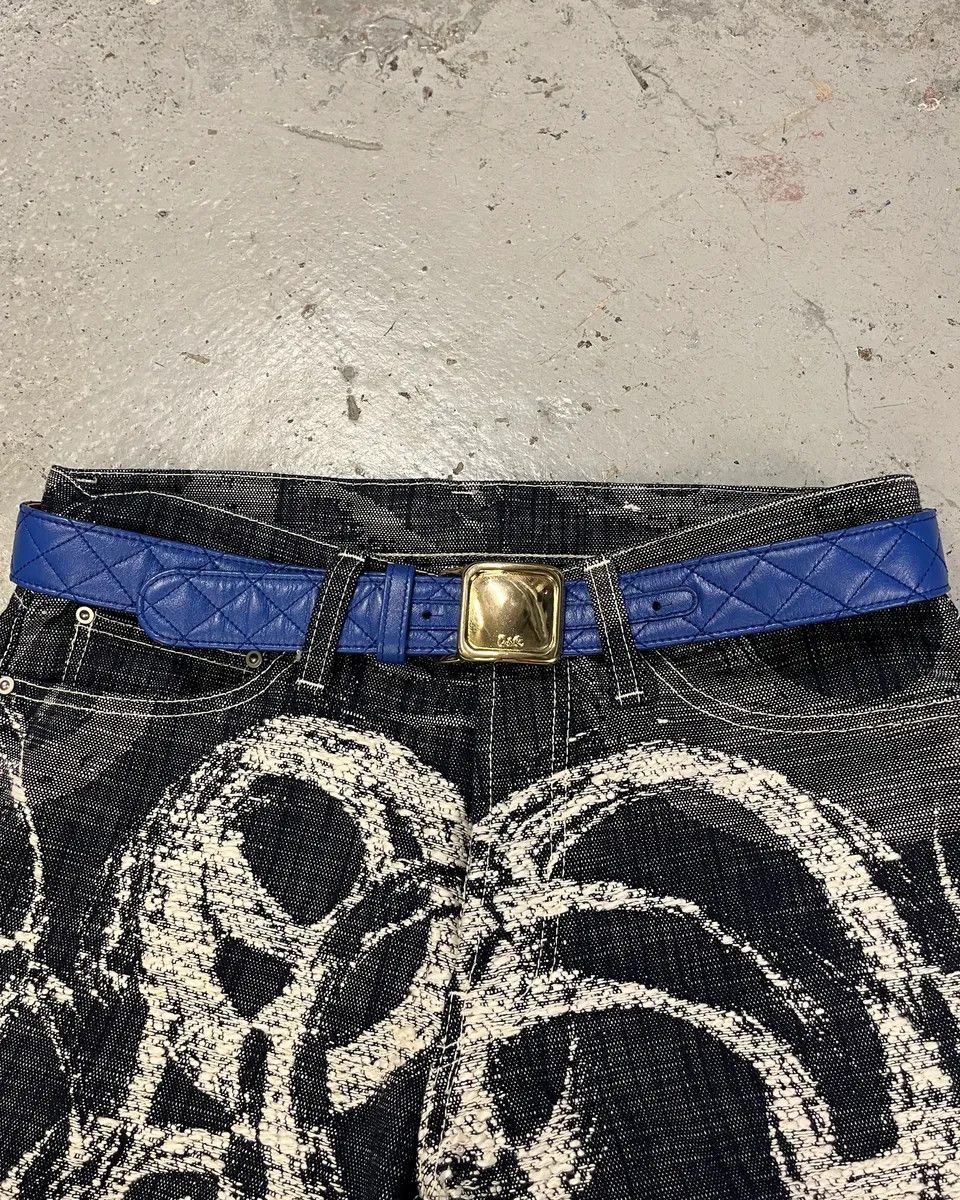 Dolce & Gabbana × Vintage 2000s Dolce & Gabbana Navy Leather Belt Size ONE SIZE - 9 Thumbnail