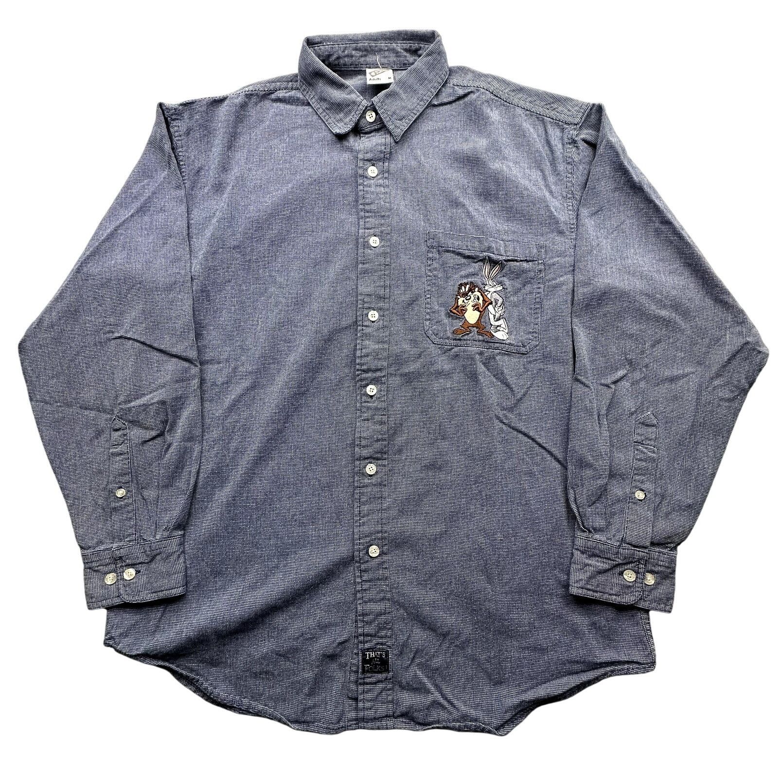Warner Bros Vintage 1998 Looney Tunes Bugs Bunny Taz Button Shirt Mens M Size US M / EU 48-50 / 2 - 1 Thumbnail
