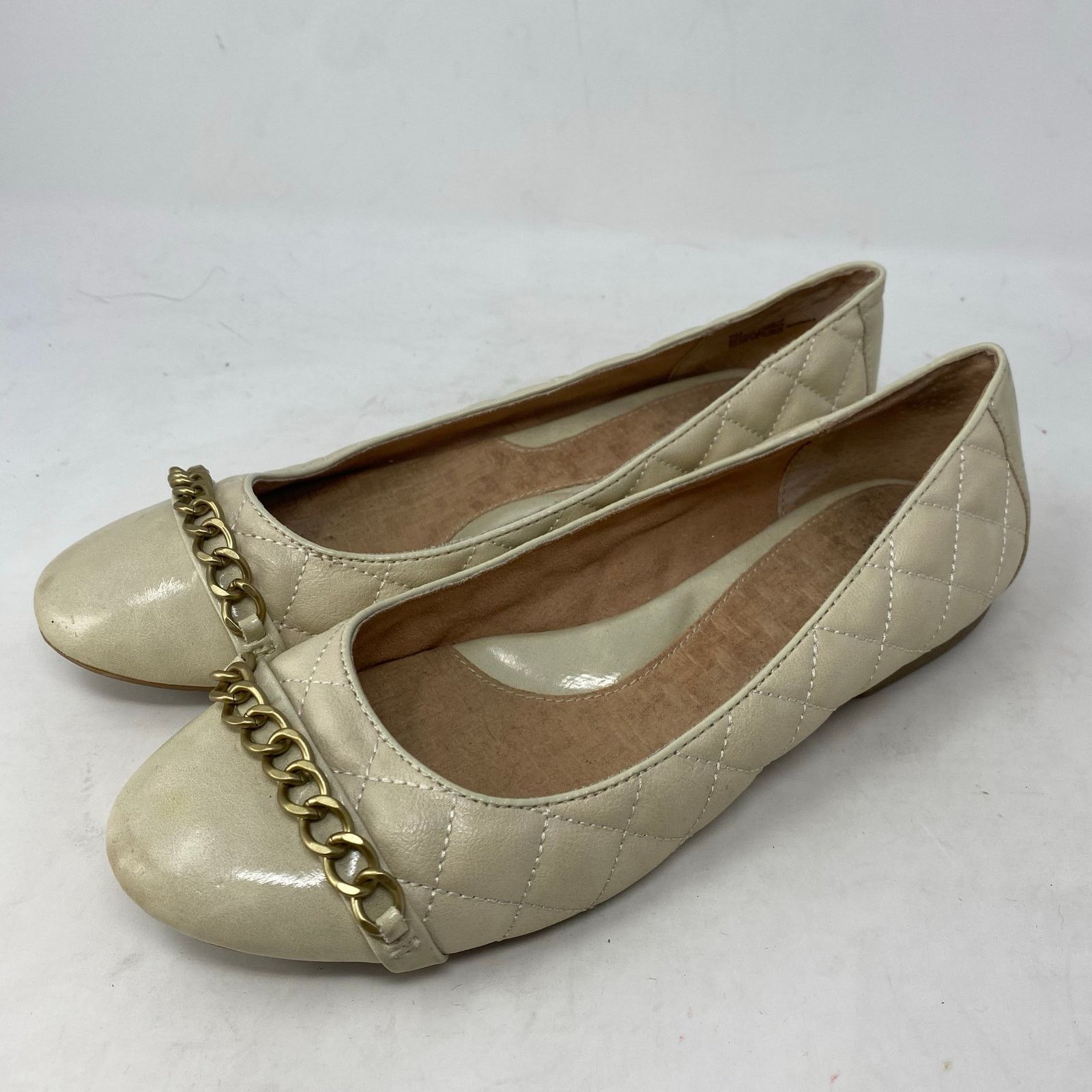 Boc Boc White Quilted Flats Chain Detail Shoes Womens Size 9 Size US 9 / IT 39 - 1 Thumbnail