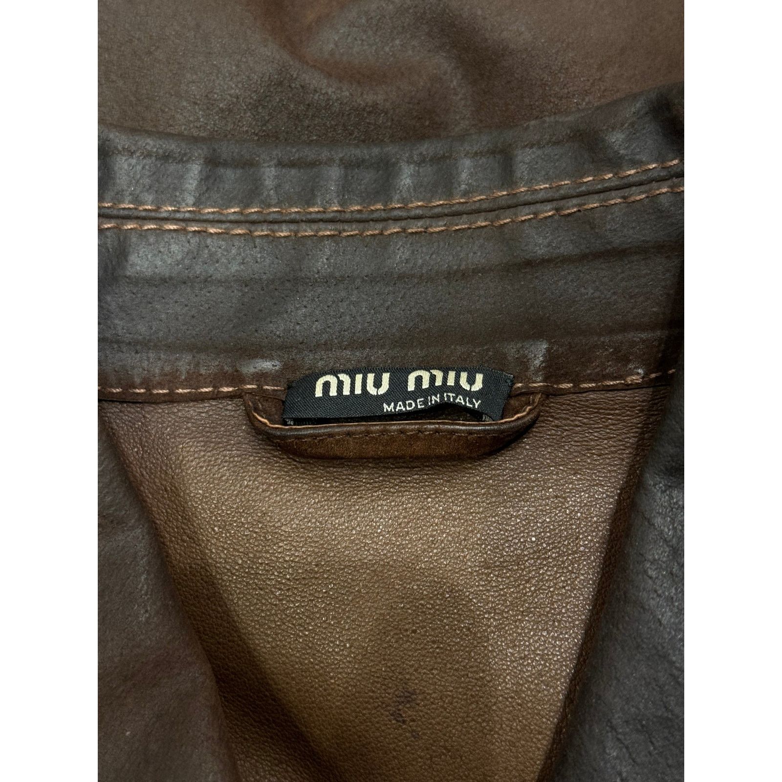Miu Miu 2000s Miu Miu distressed leather trucker jacket Size US M / EU 48-50 / 2 - 7 Thumbnail