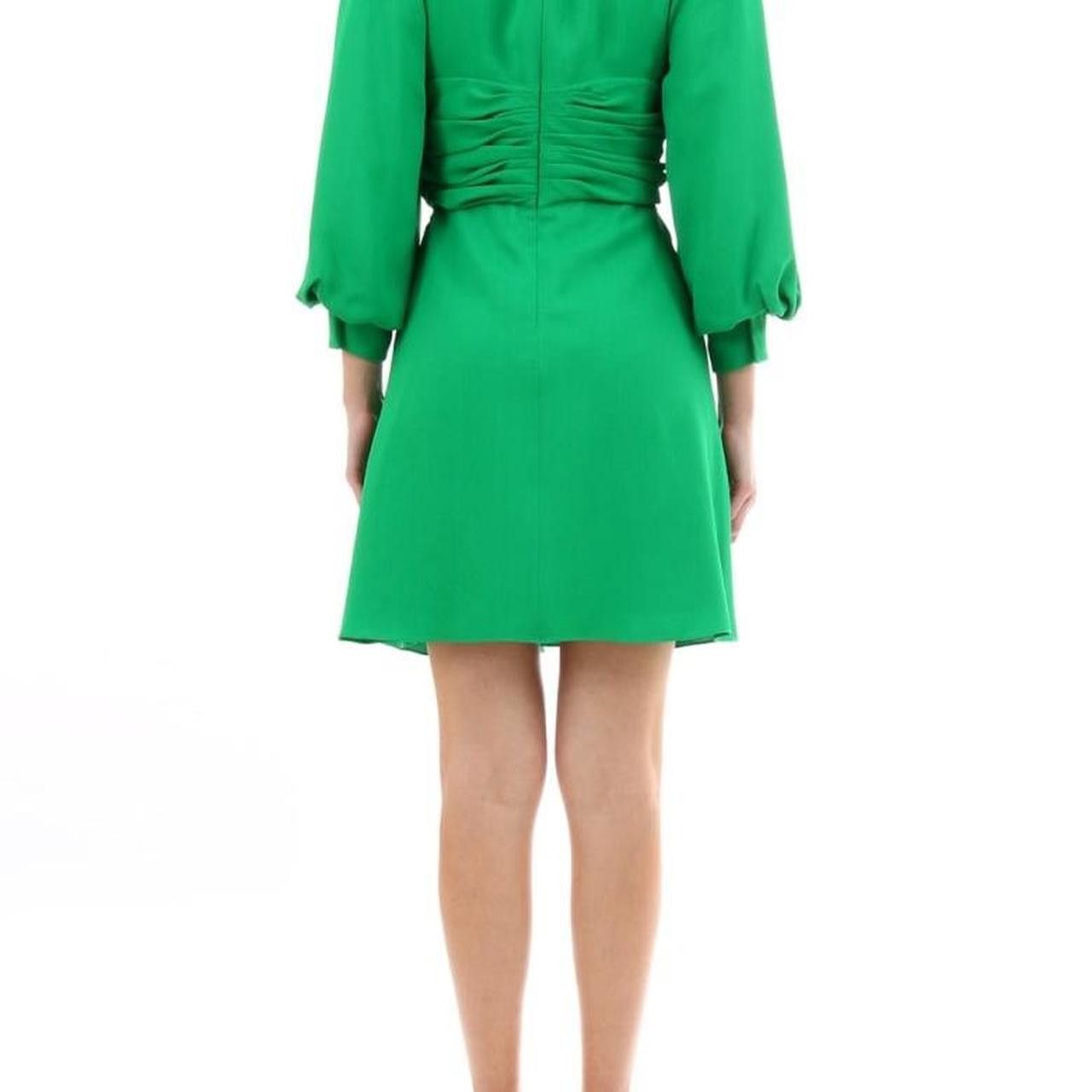 Celine o1y0725 Silk Mini Dress in Green Size S / US 4 / IT 40 - 2 Thumbnail