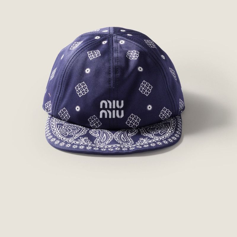 Miu Miu o1B3y1r0426 Size:M / Printed Cotton Baseball Hat / Cap Blue Size ONE SIZE - 3 Thumbnail