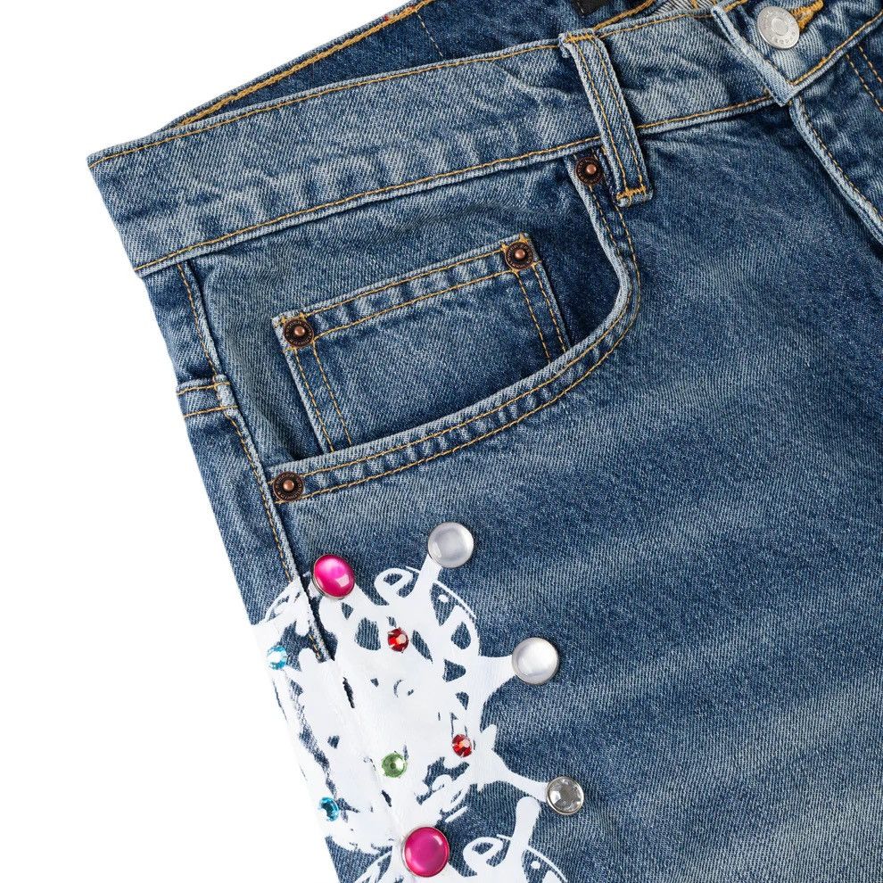 Sp5der Rhinestone denim shorts Size US 30 / EU 46 - 3 Thumbnail