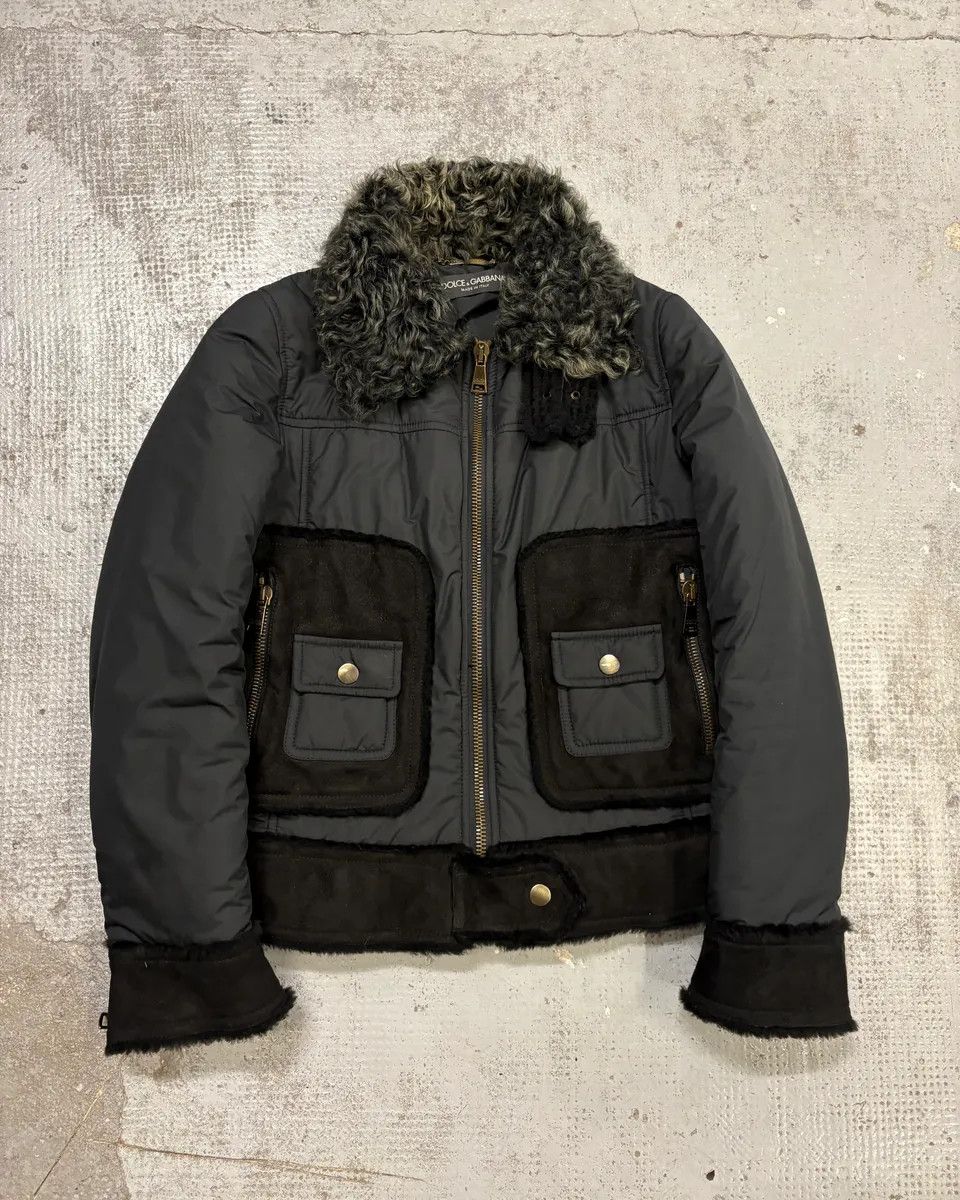Dolce & Gabbana FW2009 Dolce & Gabbana Hybrid Nylon Shearling Black Jacket Size XS / US 0-2 / IT 36-38 - 1 Thumbnail