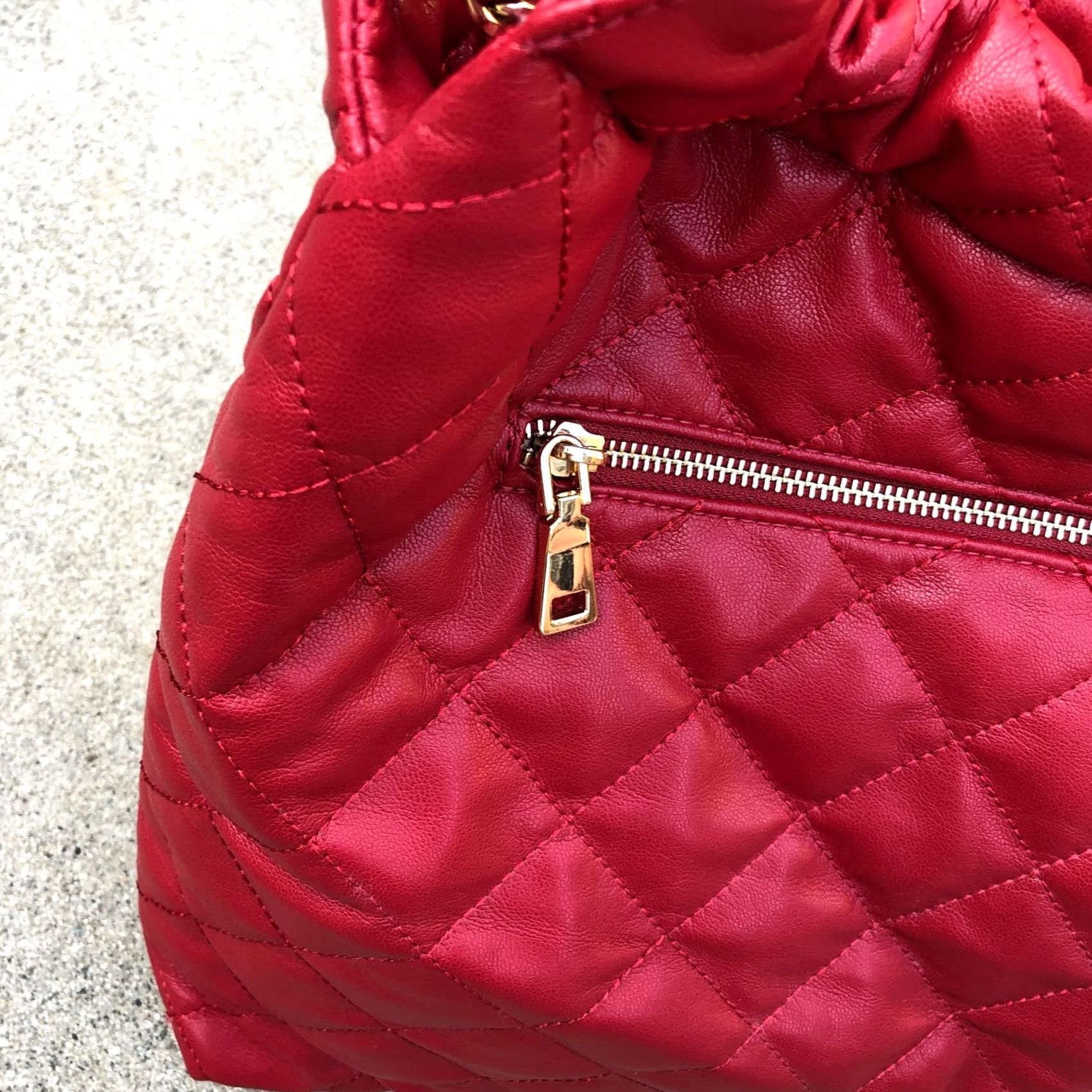 Vintage INC International Concepts Quilted Purse Women's Red Faux Leather Shoulder Bag Size ONE SIZE - 7 Thumbnail