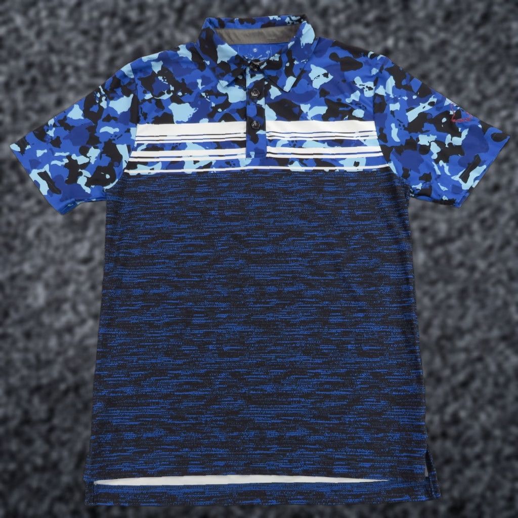 Vintage Sunday Crew Polo Shirt Mens XS Blue Camouflage Performance Golf USA Made Camo Polo Size US XS / EU 42 / 0 - 1 Thumbnail