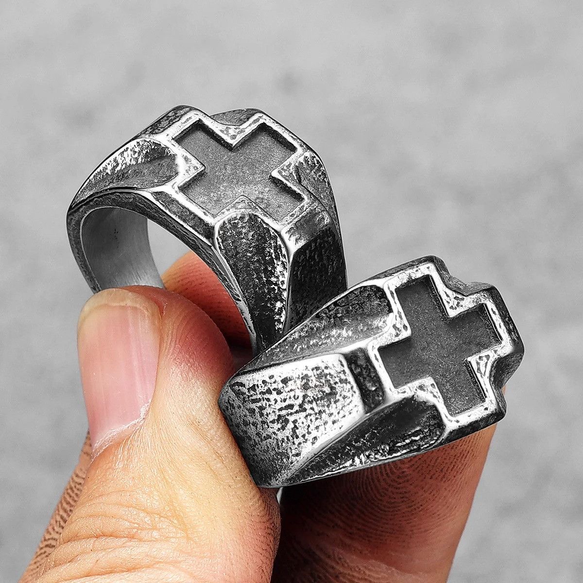 Jewelry Cross Amulet Ring Jewelry Streetwear Fashion Gift Size ONE SIZE - 7 Thumbnail