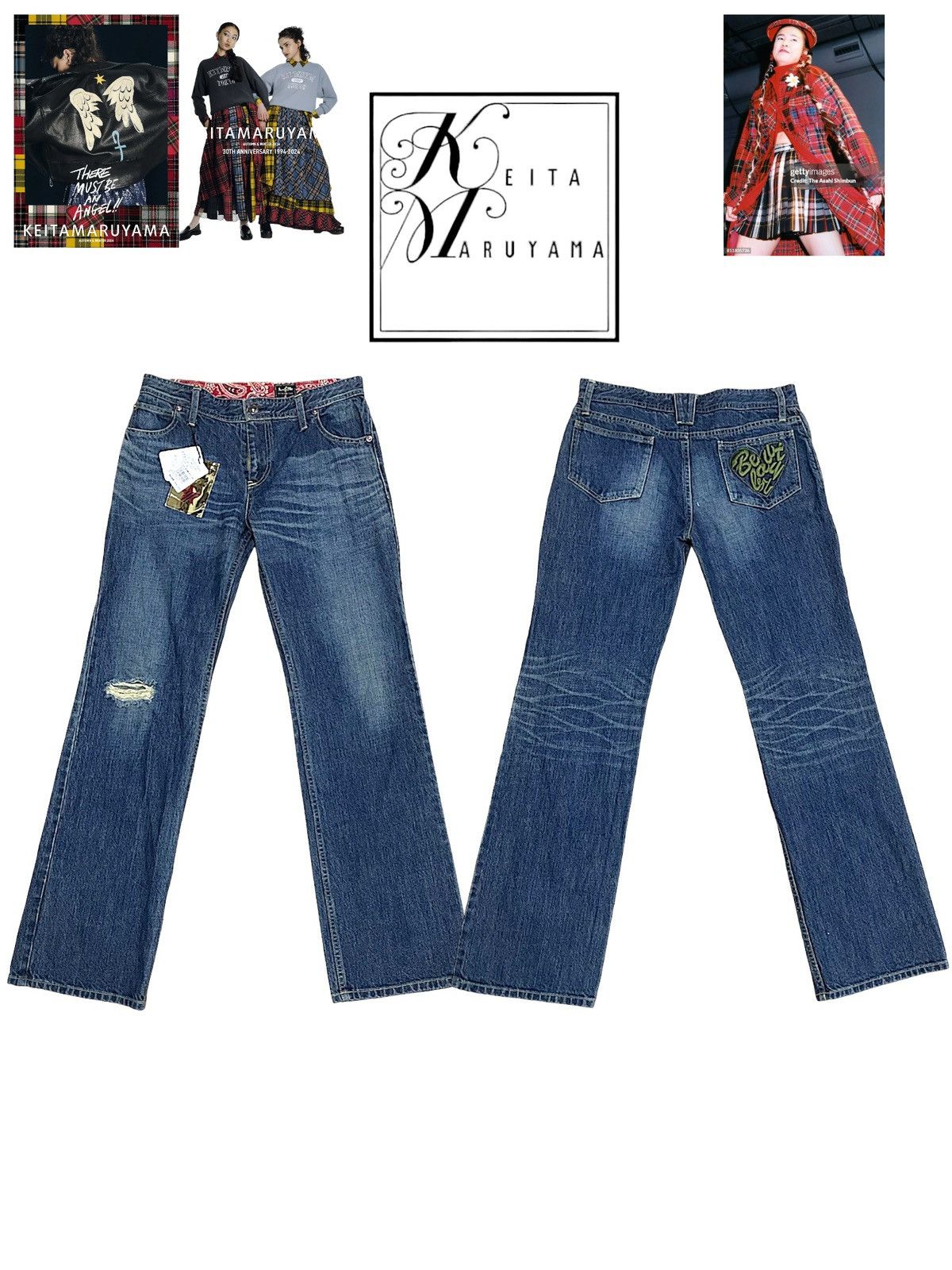 Japanese Brand × KEITAMARUYAMA Rare💥Keita Maruyama Beauty Bar Peach John Style Jeans Size 31" - 1 Thumbnail